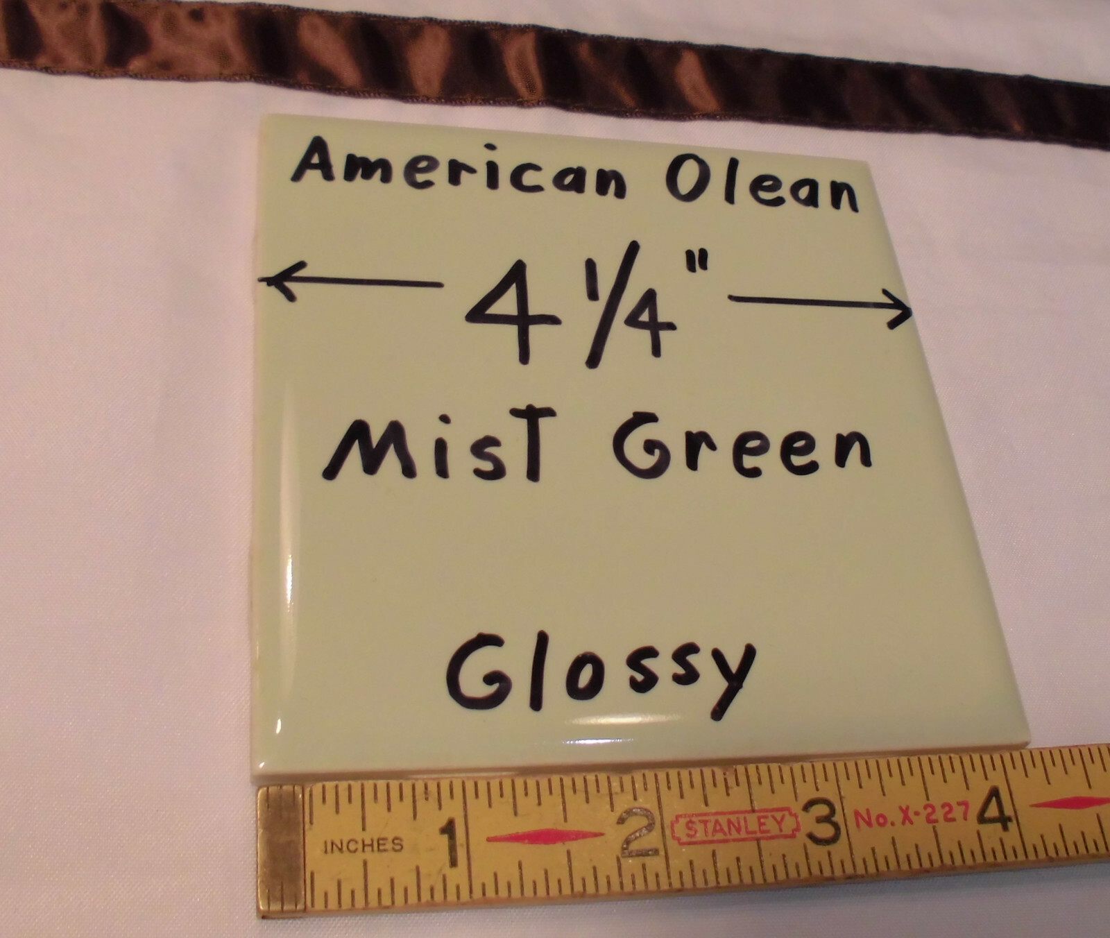 1 pc. Mist Light Green: Glossy Ceramic Tile by American Olean 4-1/4″ NOS