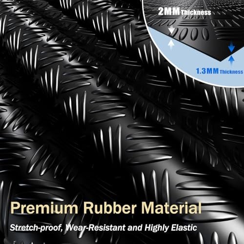 Garage Floor Mat, 2mm Thickened Ribbed PVC 4×8 FT Black(4-Tier Diamond)