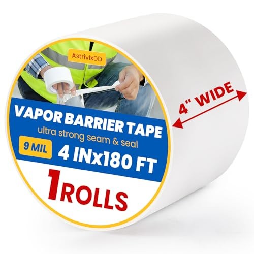 Roll Vapor Barrier Tape, White Moisture Barrier Tape for Crawl Spaces, 1