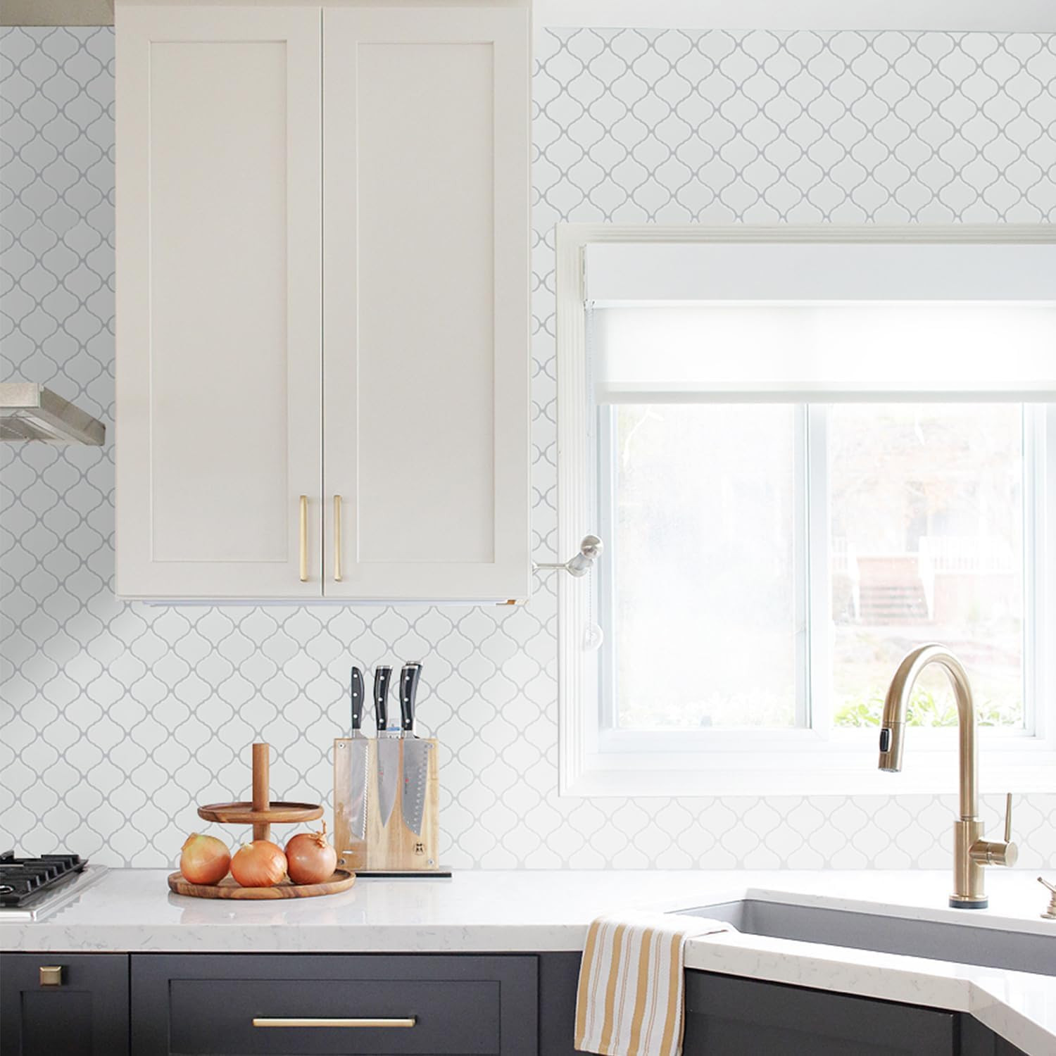 STICKGOO Arabesque Peel and Stick Backsplash, 12”X12” Vinyl Backsplash Tile for