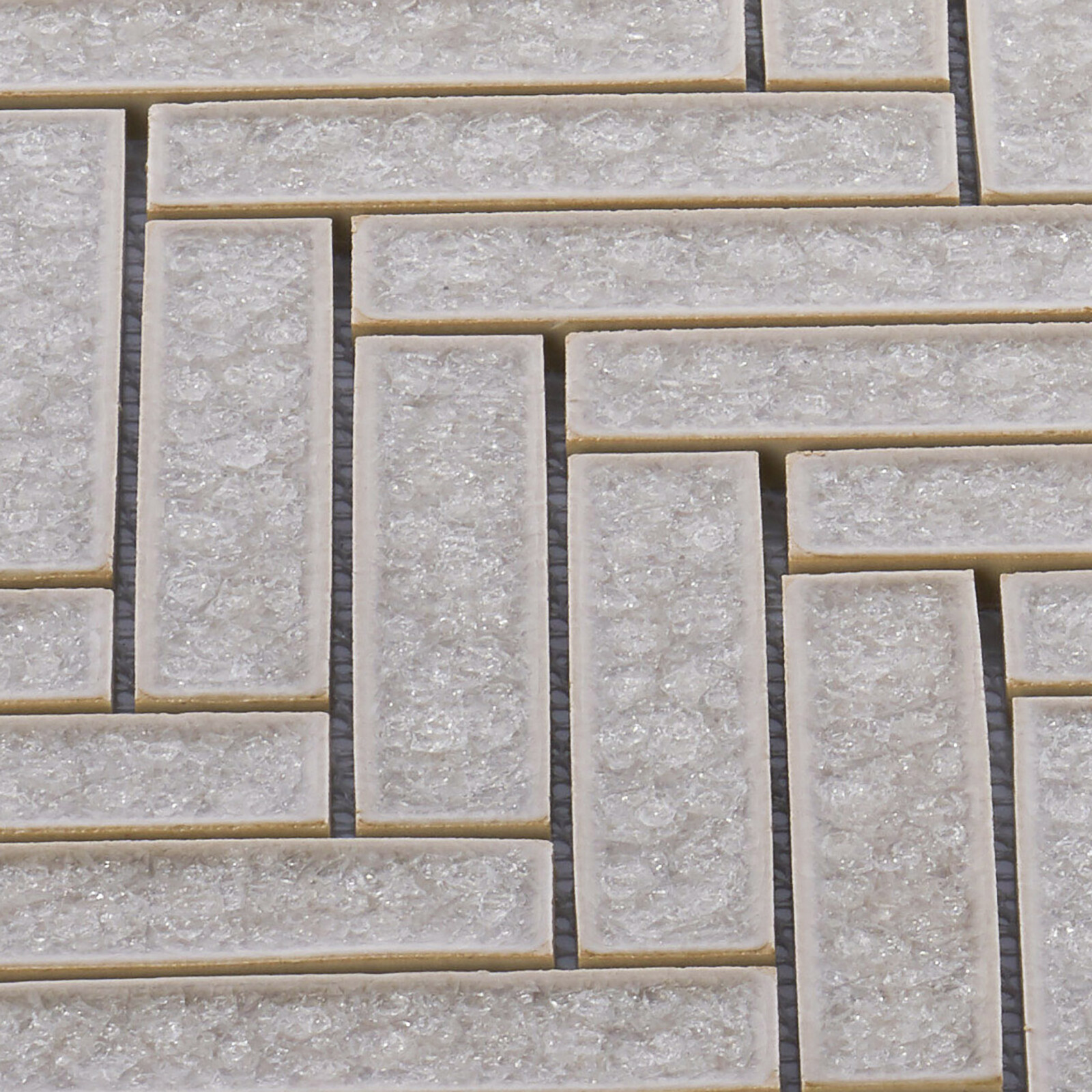 Tan Sand Crackle Glass Herringbone Mosaic Tile Kitchen Bathroom Wall Backsplash