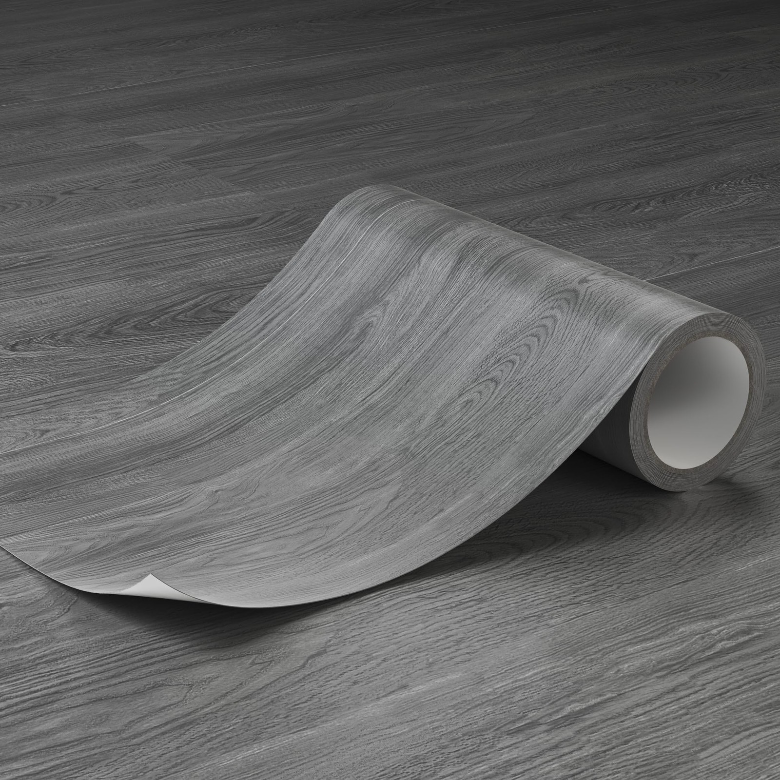 Peel & Stick Floor Tile 11.8″ x 118″ Vinyl Flooring Roll PVC Wood Grey 1PC