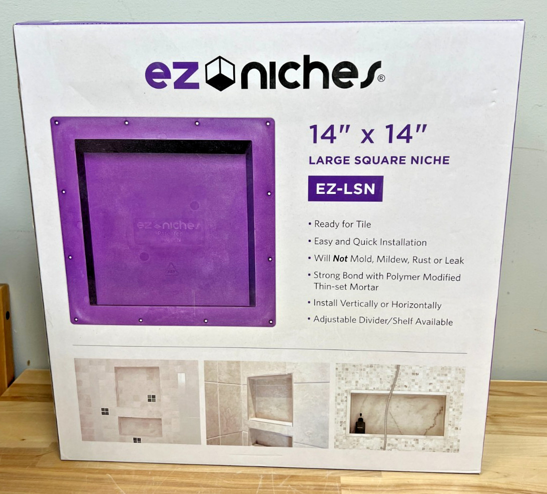 EZ-Niches EX-LSN Square Tile Ready Shower Wall Recessed Shelf Niche 14 x 14 NIB