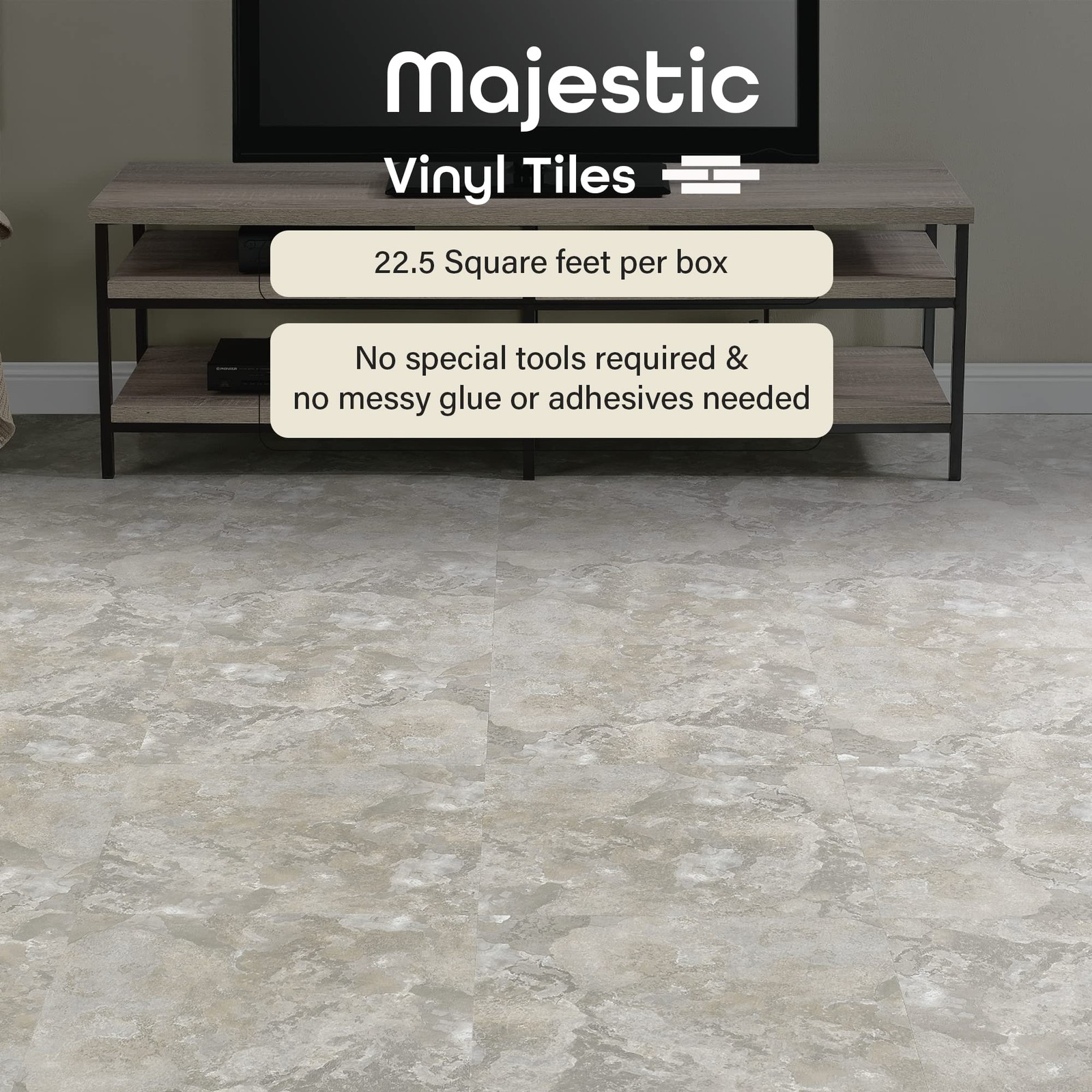 Majestic Self Adhesive 18-Inch Square Vinyl Floor Tiles 10 Tiles – 18 X 18