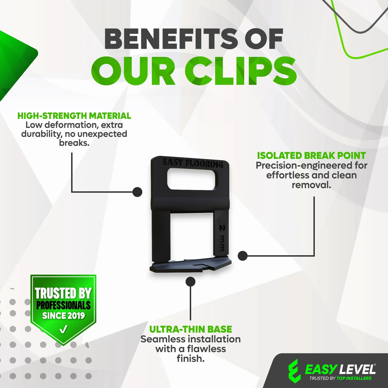 Tile Leveling Clips Standard 5/64″ (2.0 mm) – Standard Profile