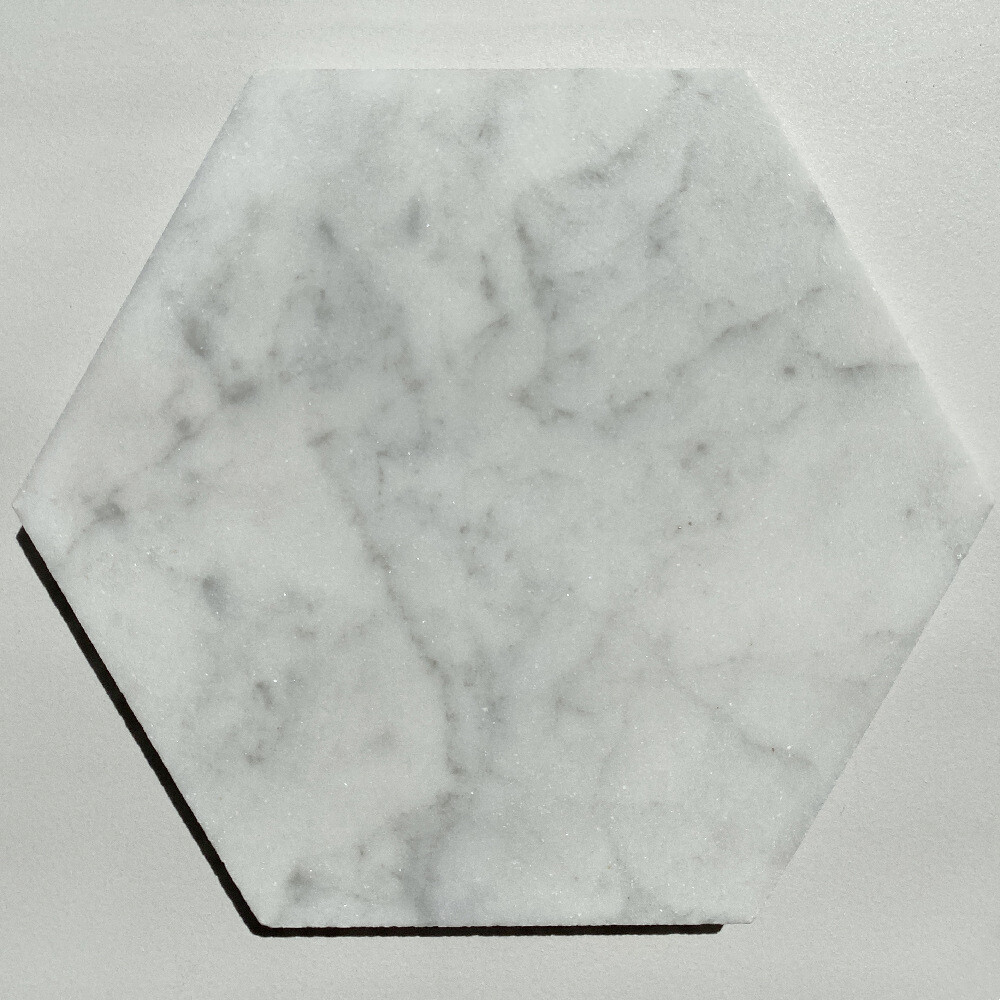 C36P 6″ Hexagon Carrara Italian Marble Venato Carrera White Tile Polished