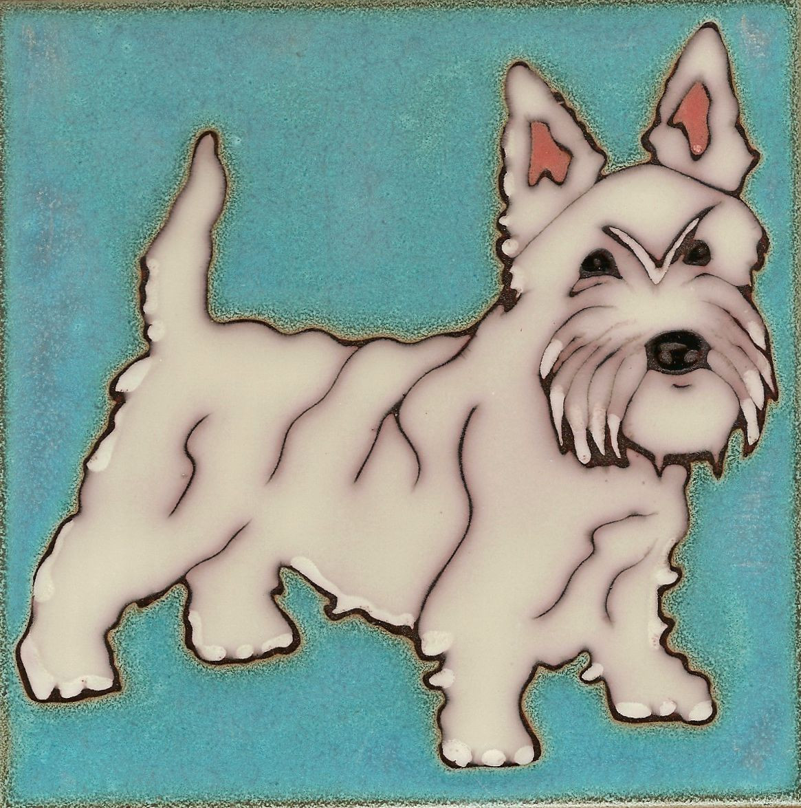 Ceramic Tile West Highland Terrier Westie Dog painting hot plate backsplash art