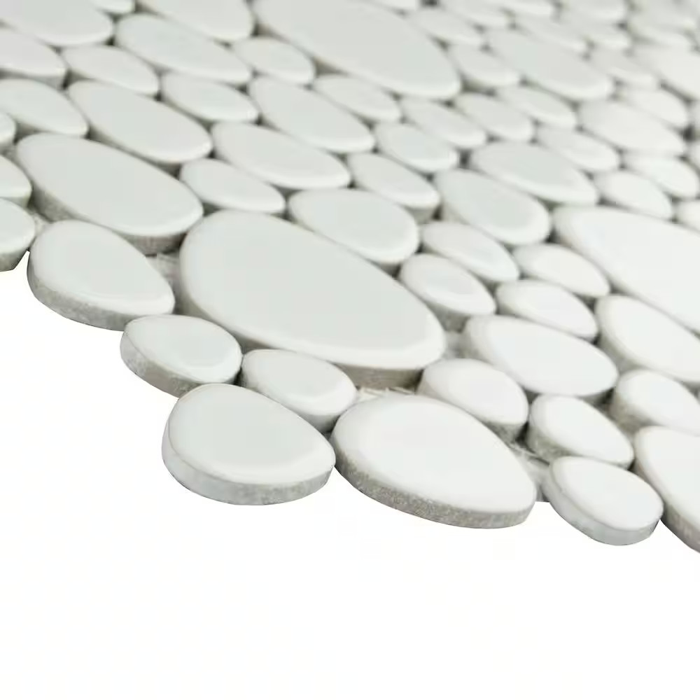 Pebble White 11 In. X 11 In. Porcelain Mosaic Tile (8.6 Sq. Ft./Case)