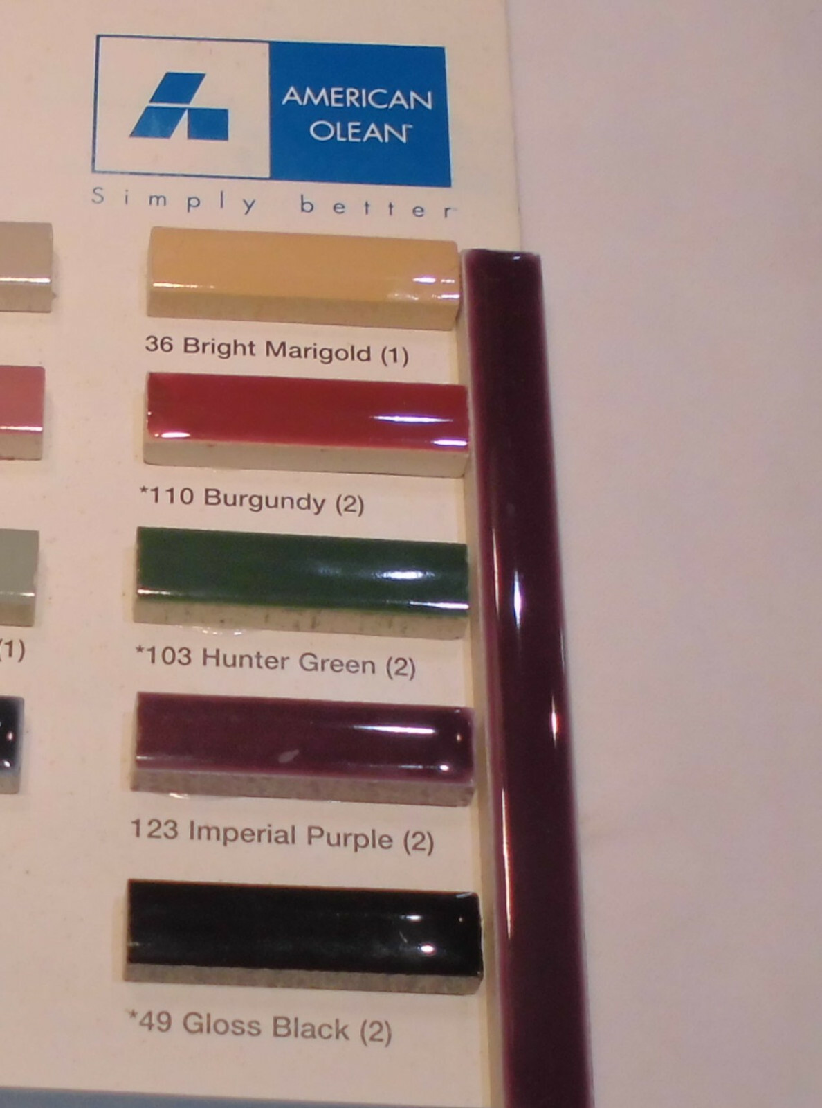 1 pc. *Imperial Purple* Ceramic Tile; Pencil – Liner – Sizzle: 1/2″ X 6″ AO NEW