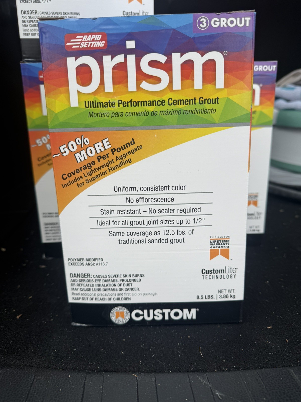 Custom PRISM Ultimate Cement Grout Delorean Gray #165 8.5LBS New