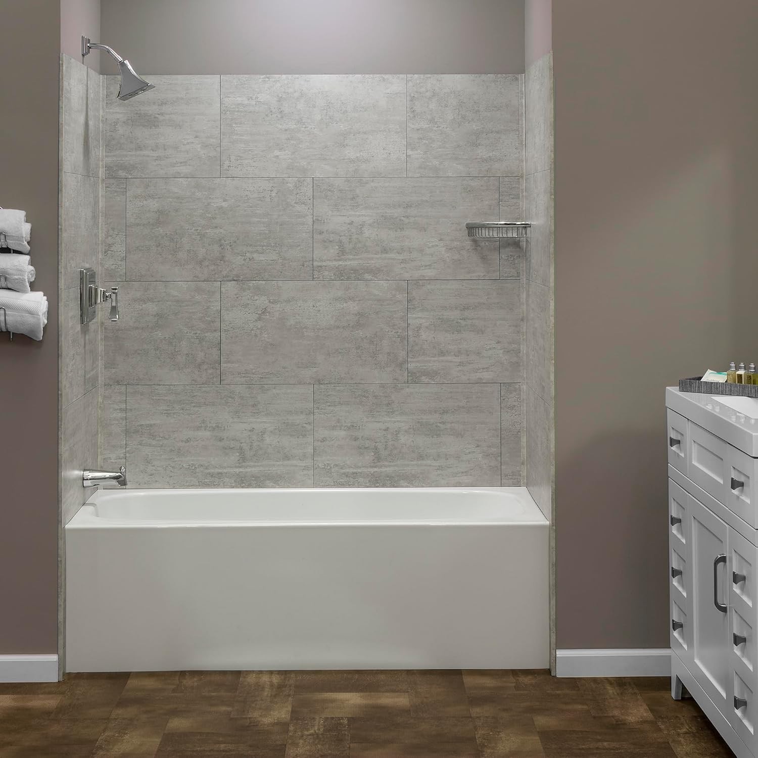 25.6 in. x 14.8 in. Interlocking Vinyl Waterproof Wall/Backsplash Tiles for K…