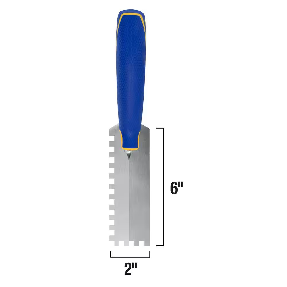 1/4 In. X 1/4 In. X 1/4 In. Comfort Grip Square-Notch Margin Flooring Trowel wit