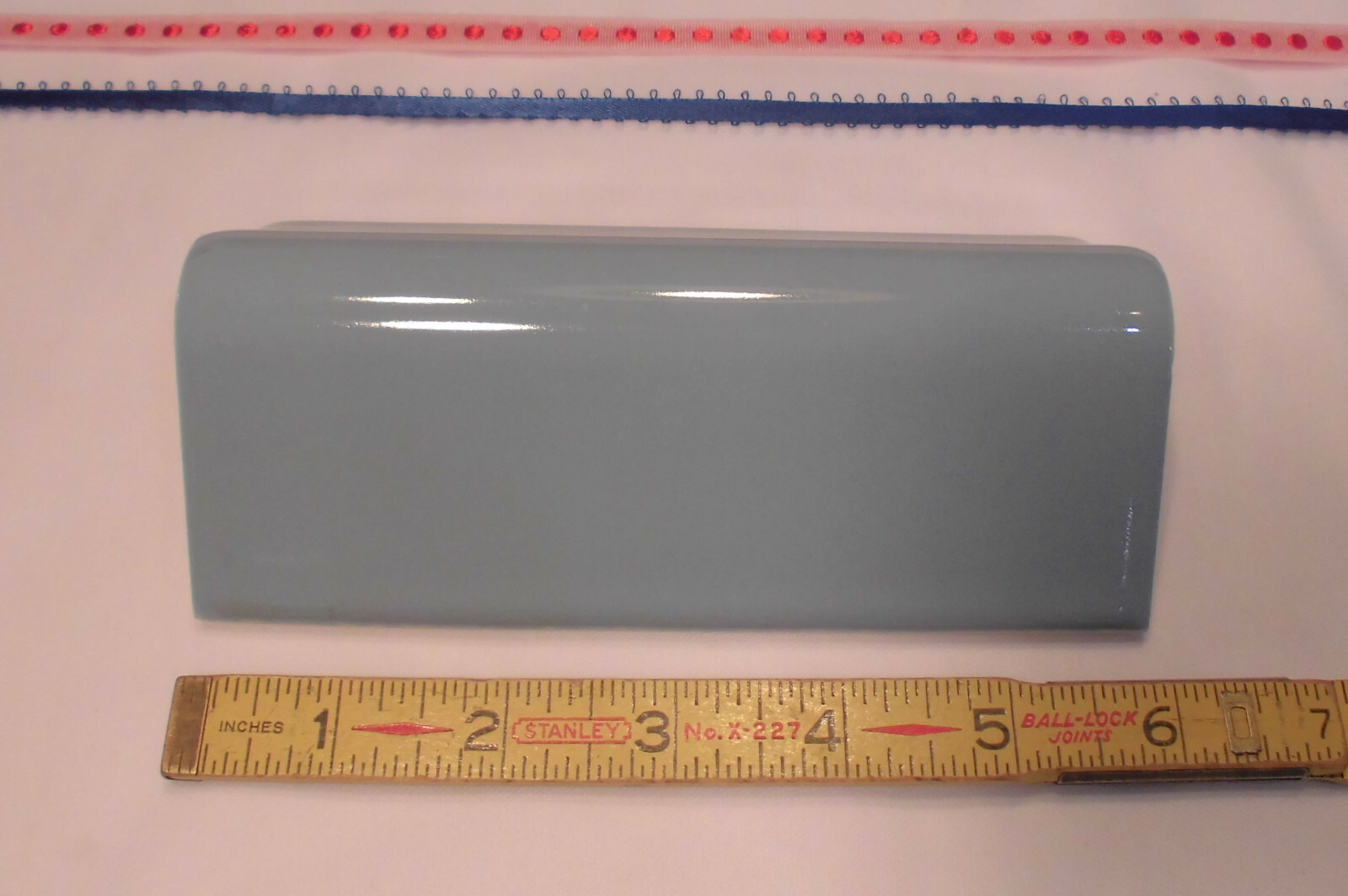 1 pc. *Bright Dark Wedgewood* V Cap Ceramic Trim Tile; Counter Top Edging; Blue