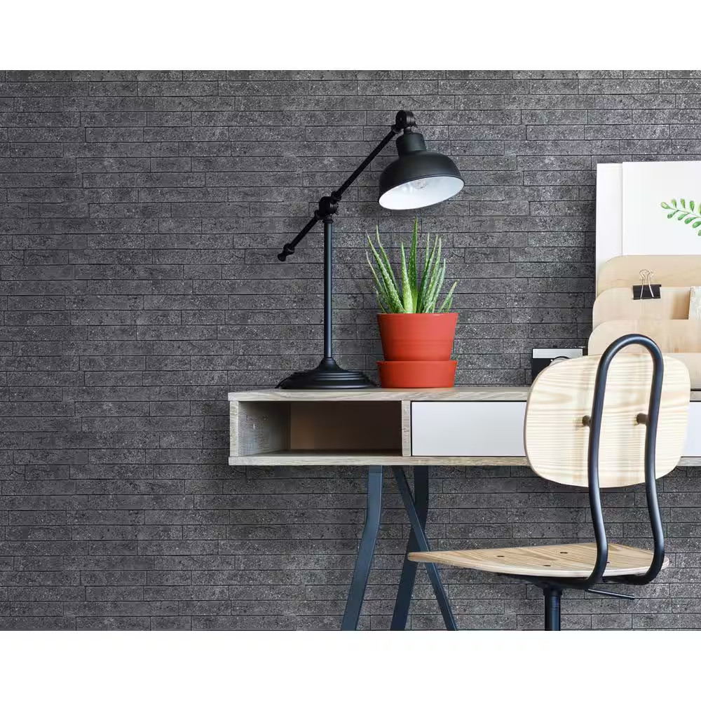24 In. X 24 In. Ledge Stone PVC Seamless 3D Wall Panels in Dark Urban Cement (9-