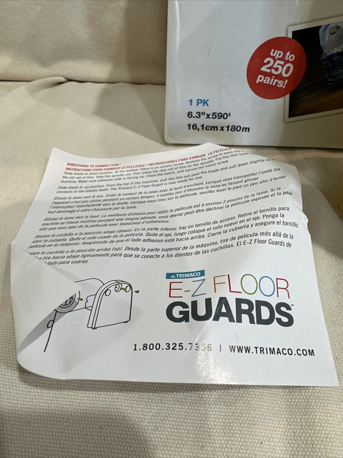 Trimaco E-Z Floor Guards #54716 Refill Film Roll Shoe Covers 250 Pairs