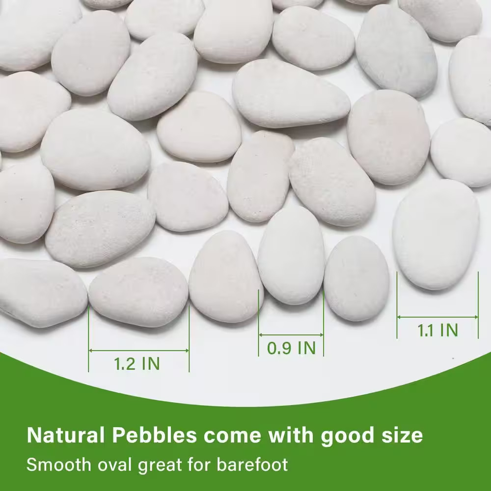 11.73 In. X 10.51 In. X 3.11 In. Hexagon White Polished Pebble Decorative River