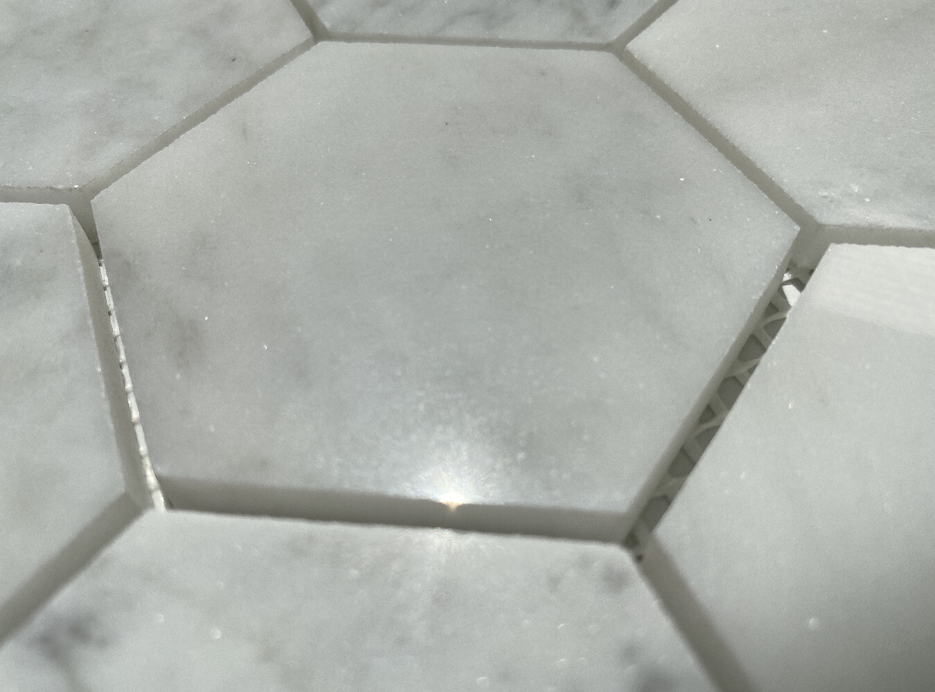 C33XP Carrara White Venato Marble 3″ Hexagon Mosaic Wall Floor Tile Polished