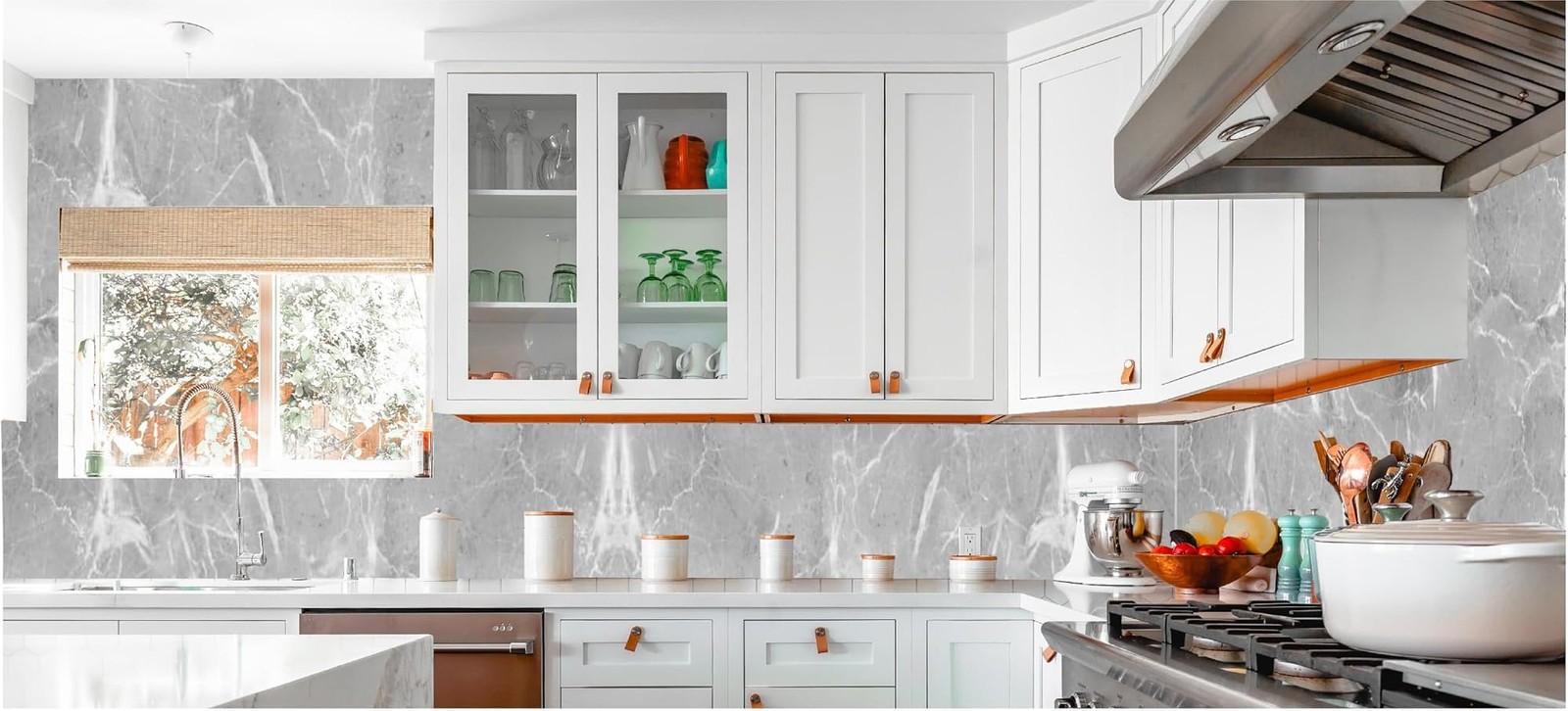 10-Sheet Peel and Stick Backsplash Marble Look 12″X12″ Self Adhesive Wall Til…