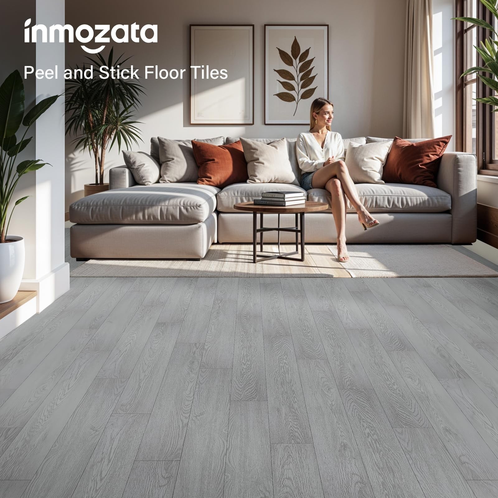 INMOZATA Peel and Stick Floor Tile, 36Packs 54 Sq. Ft Vinyl Flooring Plank 36…