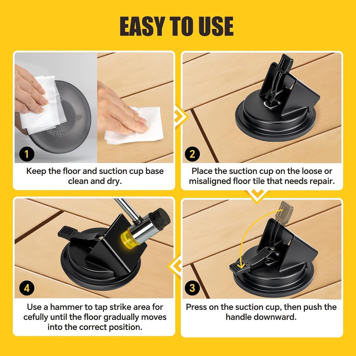 Heavy-Duty Floor Gap Fixer Tool with 130 lbs Suction Cup for Smooth Flooring