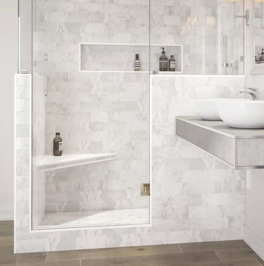 Shower Floating Bench – Schluter Kerdi-Board 2″ with Stainless Steel – Face 34in
