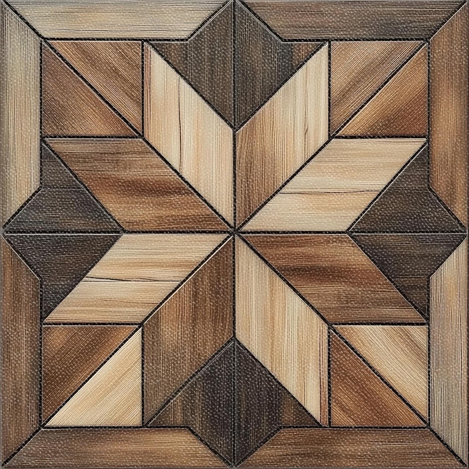 HOMETITUTE 10PCS 12×12 Inch Rustic Wood Grain Look Peel and Stick Floor Tiles Re