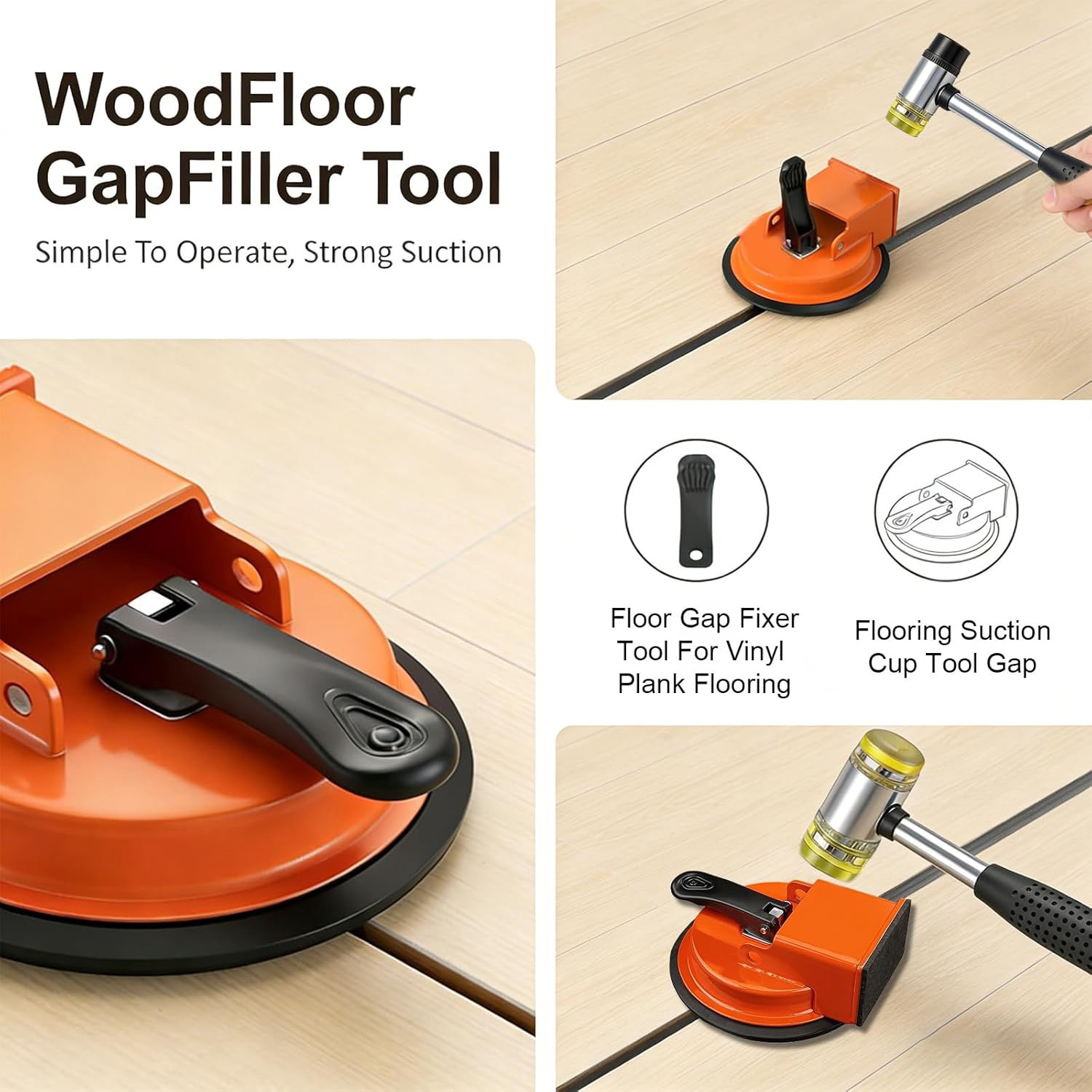 Floor Gap Fixer Tool with Suction Cup for Hardwood-Laminate and Vinyl Flooring