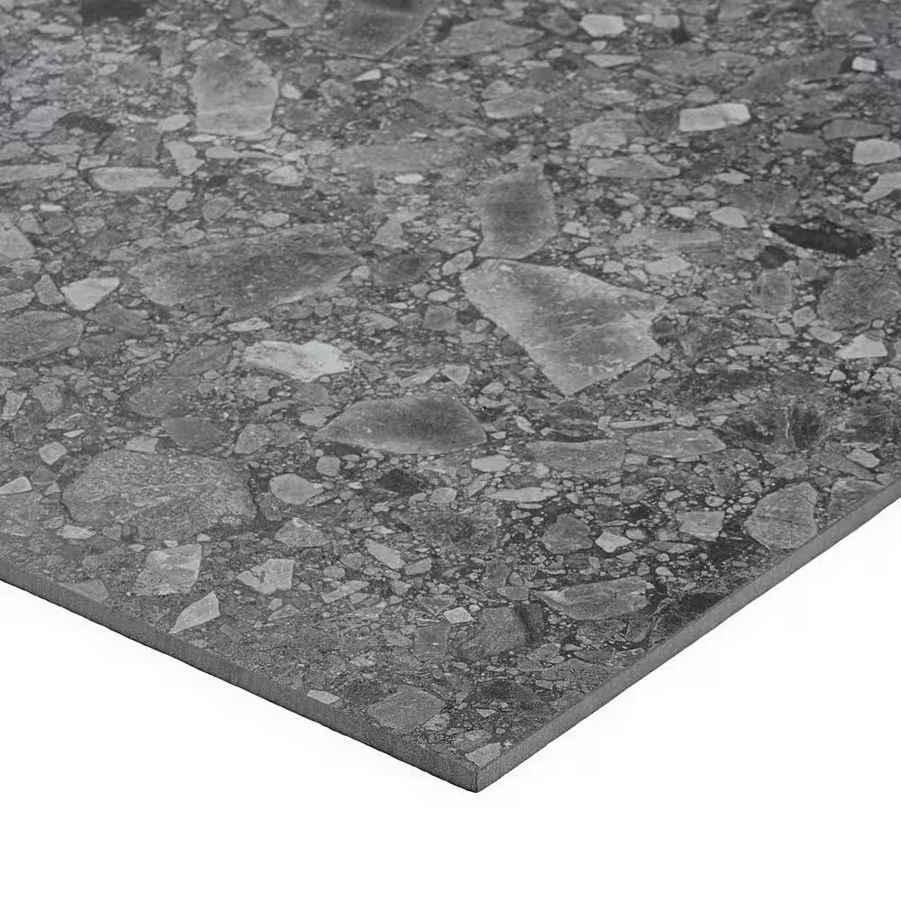 Luxe Terrazzo Charcoal 23.54 In. X 23.54 In. Matte Terrazzo Look Porcelain Floor