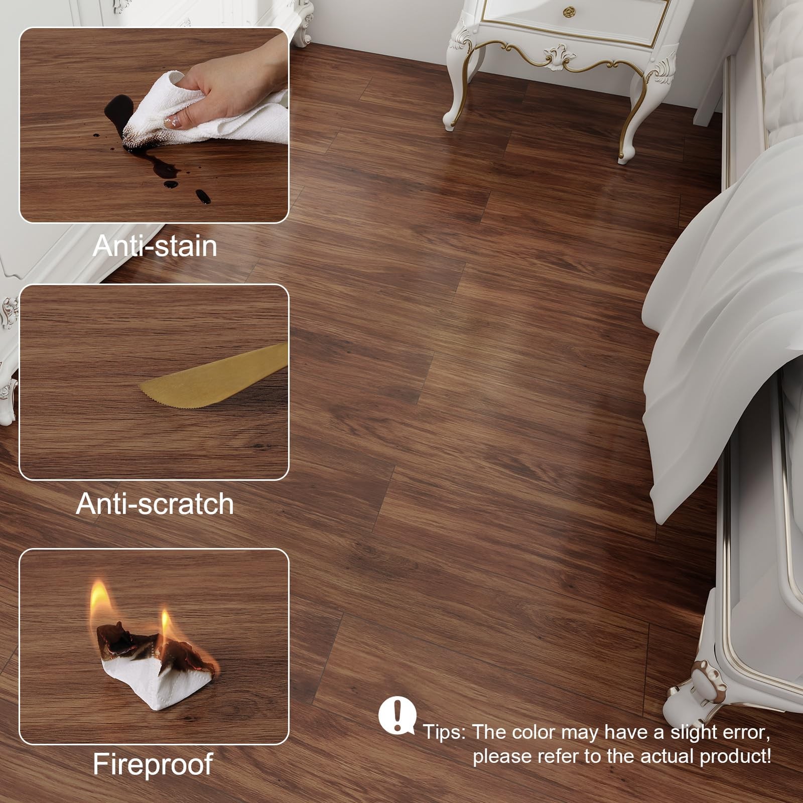 Brown Peel and Stick Floor Tile Vinyl Plank Flooring Wood Grain Look 36-Pack …