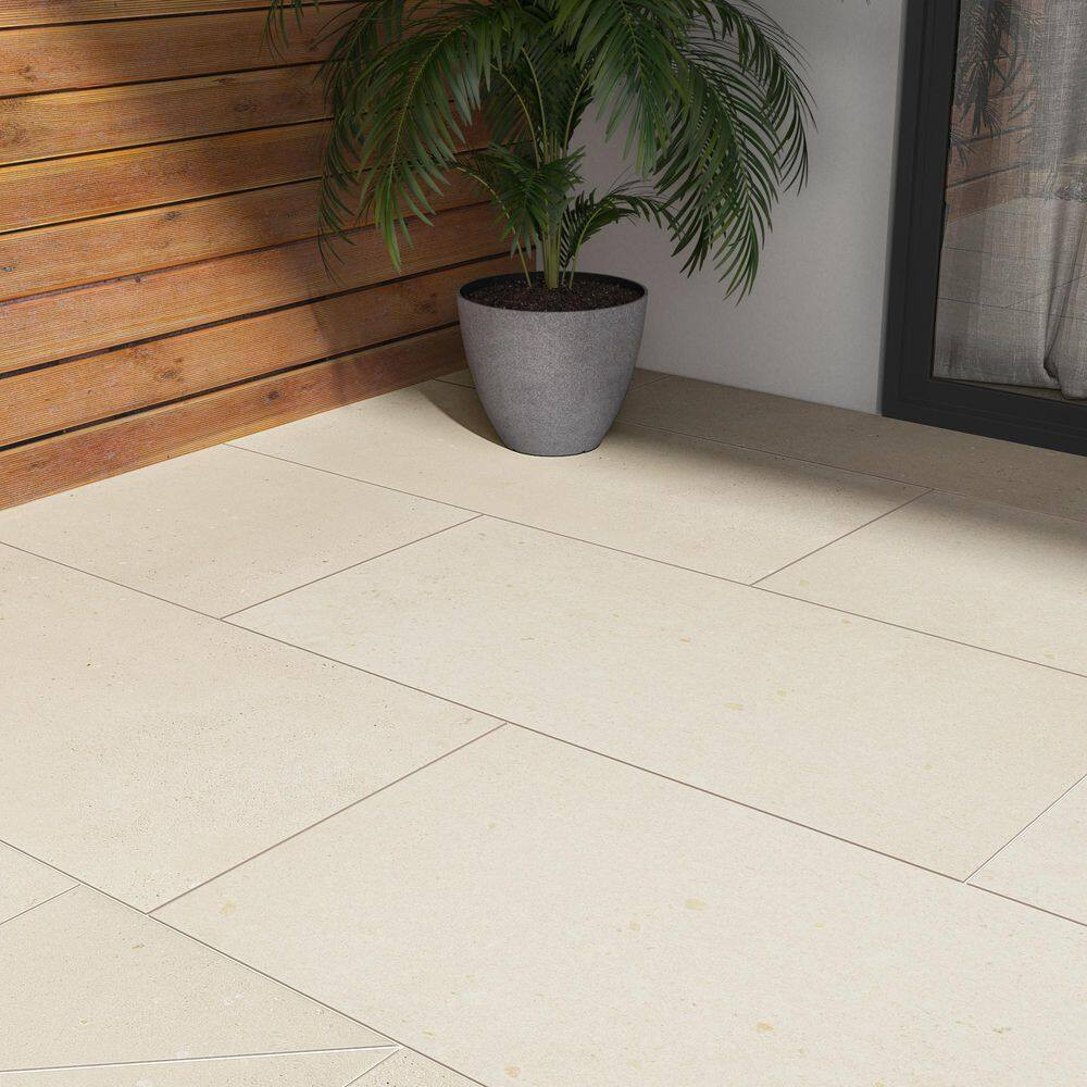 Gritzo Salt 24 In. X 24 In. X 0.79 In. White Stone Look Matte Porcelain Paver (8