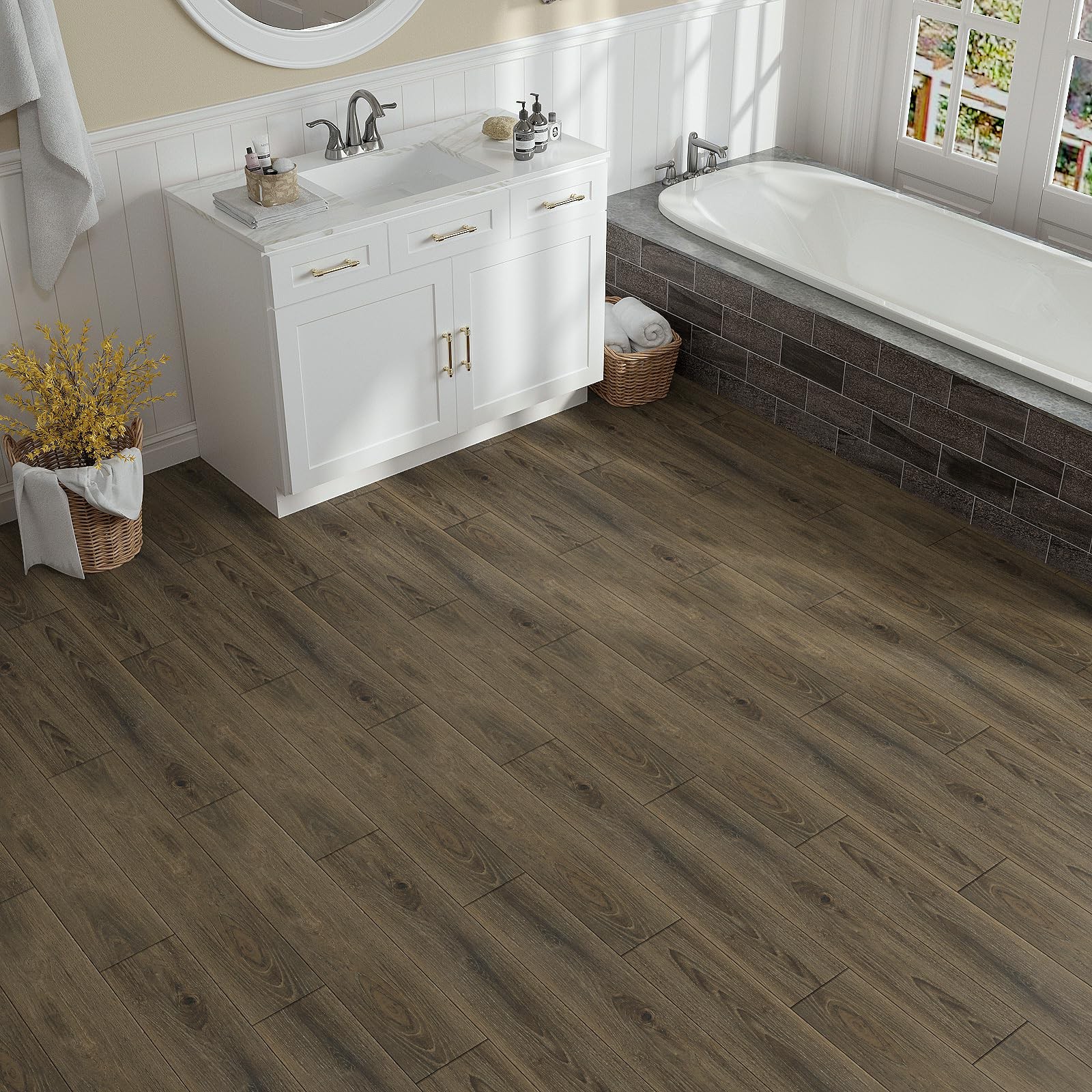 36”x6” 20 Pcs Natural Brown Wood Peel and Stick Flooring Planks Waterproof …
