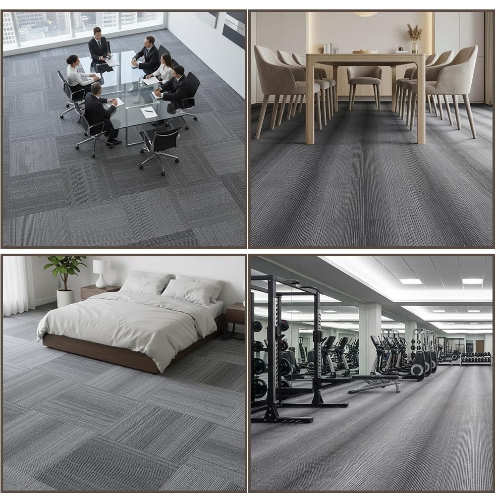 LITA Commercial Carpet Tiles Gradual Gray, 24″ x 24″ Squares, 18 Tiles, 72 sq