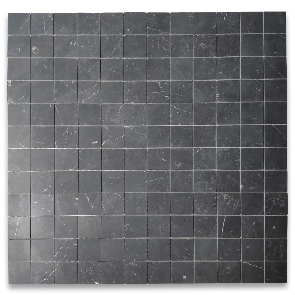 N27XH Nero Marquina Black Marble 3×3 Square Mosaic Tile Honed
