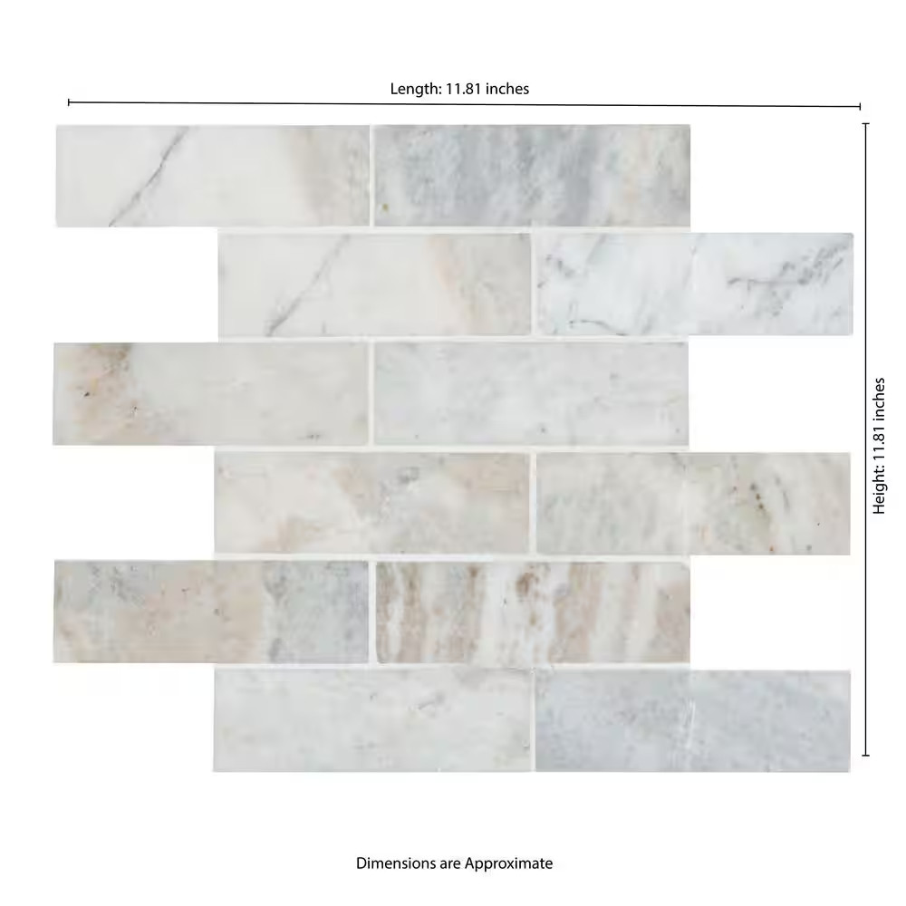 Capri Blue Subway 12 In. X 12 In. X 0.38 In. Honed Marble Mesh-Mounted Mosaic Fl