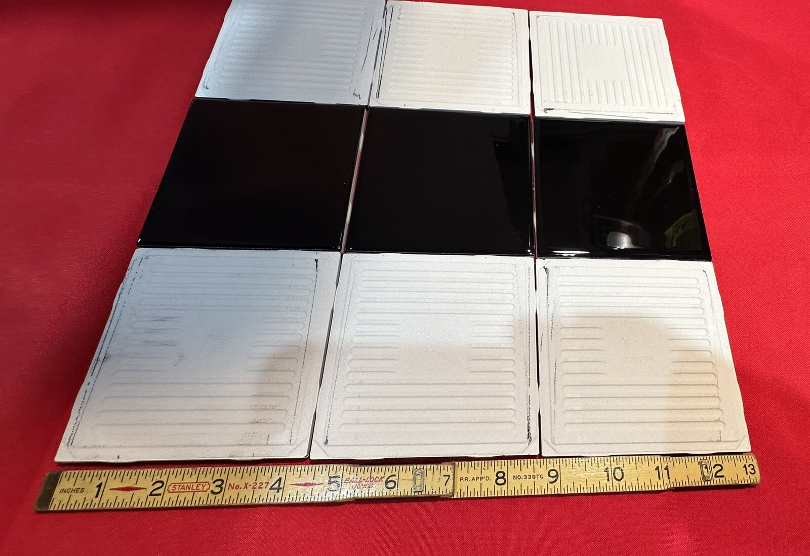 9 pcs. *Glossy Black* 4-1/4″ Ceramic Tiles by American Olean, New Stock, Mirror