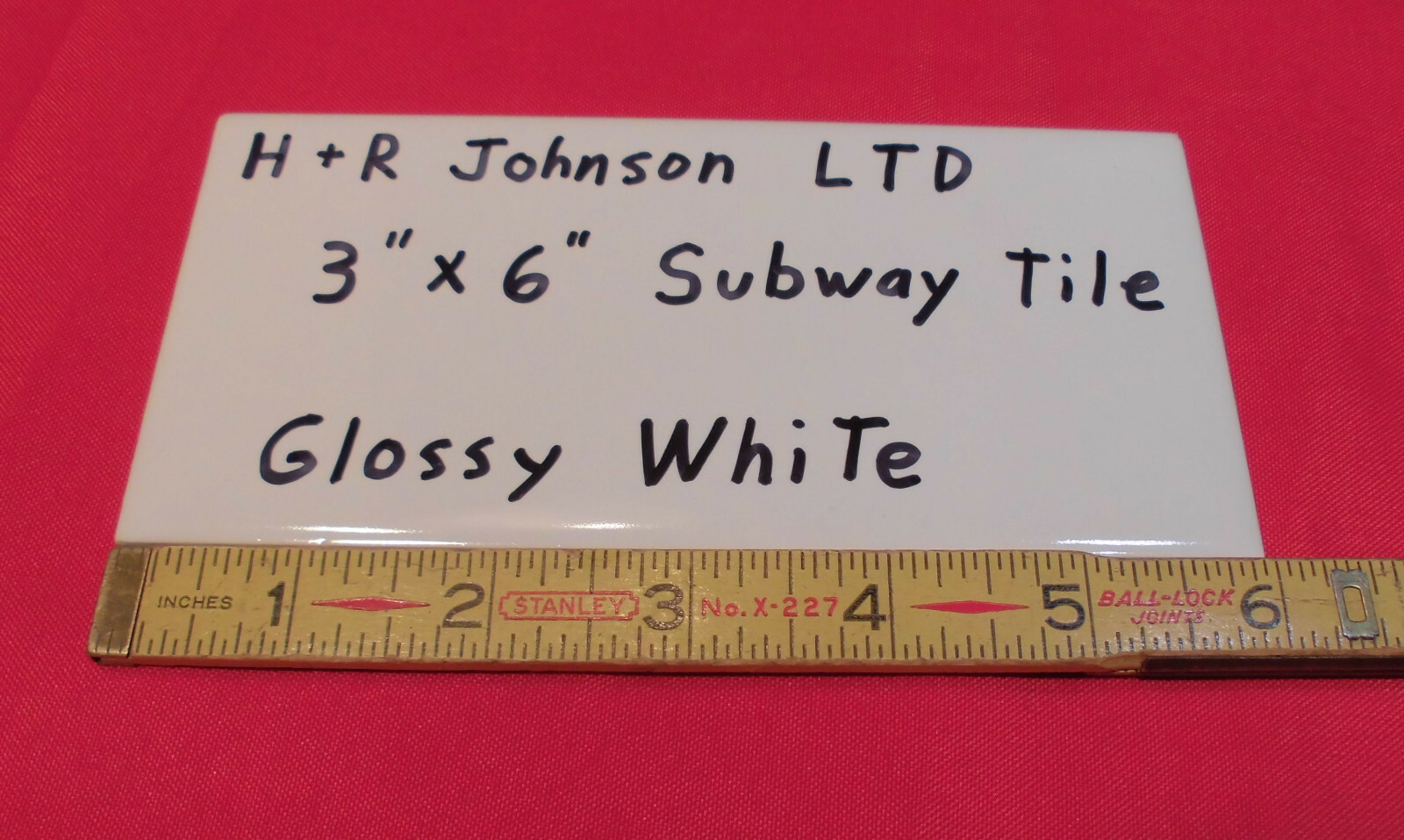 1 pc. Vintage *White* Subway Glossy Ceramic Tile 3″ X 6″ X 3/16″ H R Johnson Co.