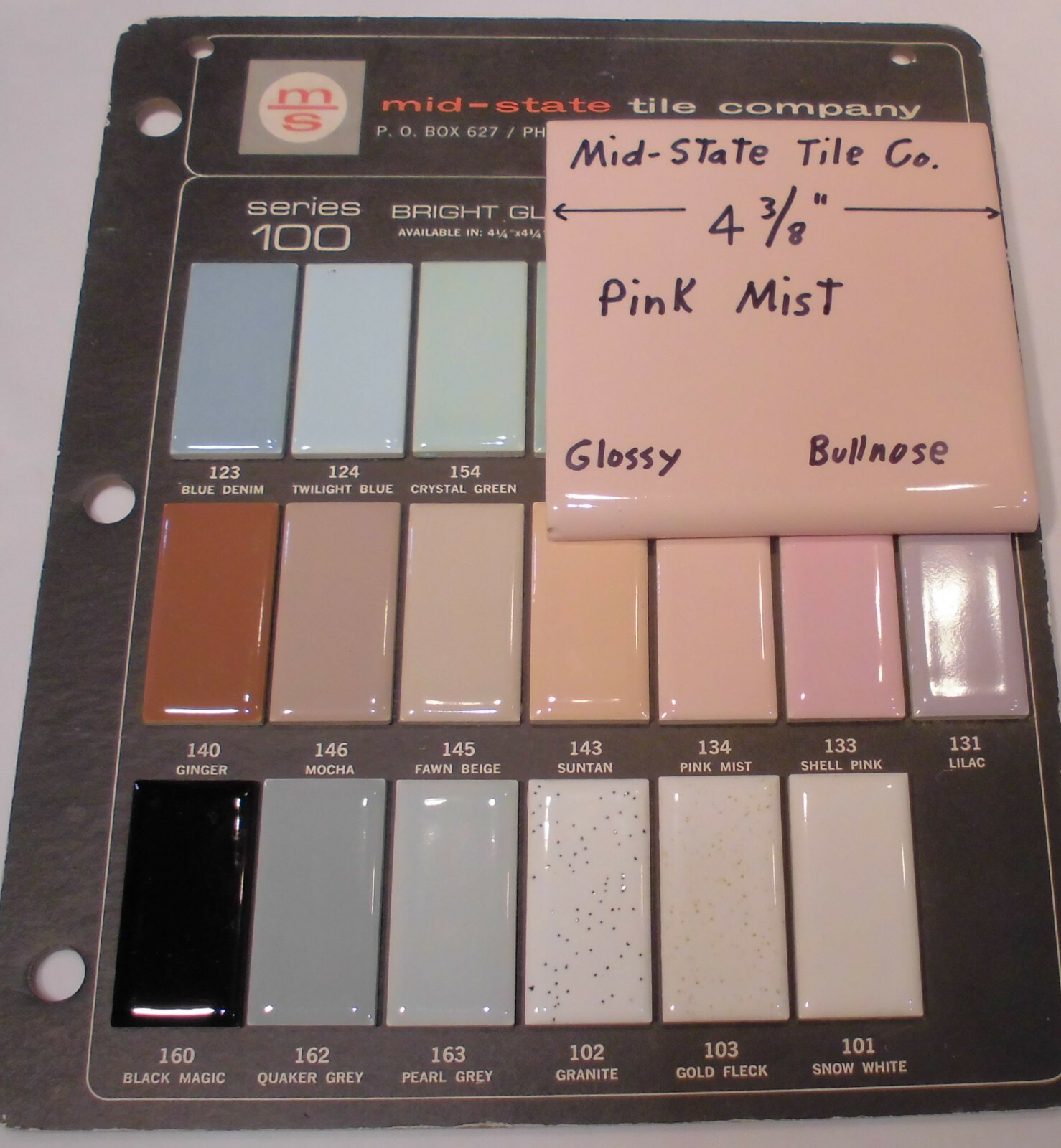 1 pc. Pink Mist – Peachy: Glossy Surface Bullnose Tile: 4-3/8″ Mid-State Co.