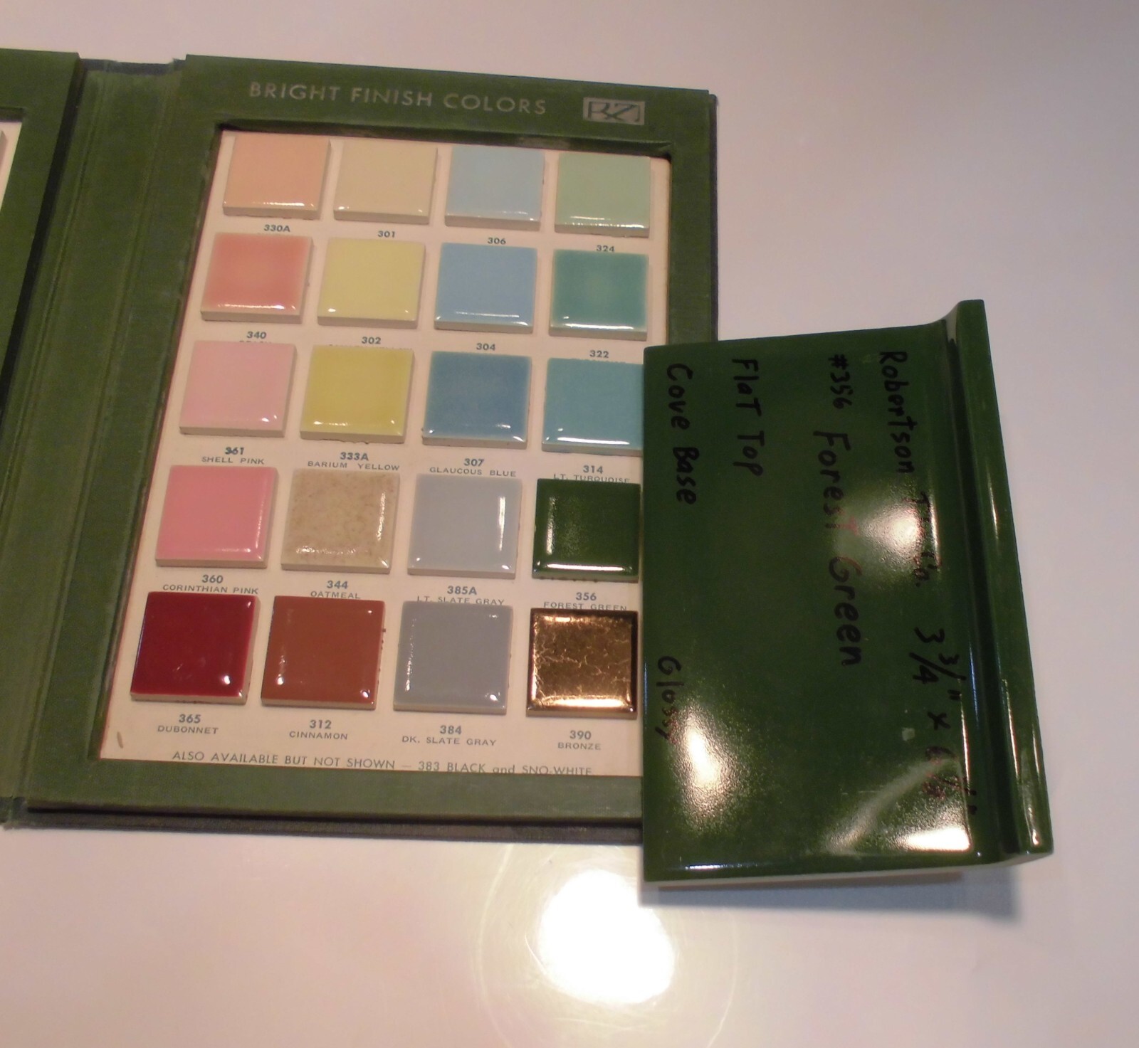 1 pc. Forest Green 4” X 6” Ceramic Cove Base Tile by Robertson Co. Stack-on-Top