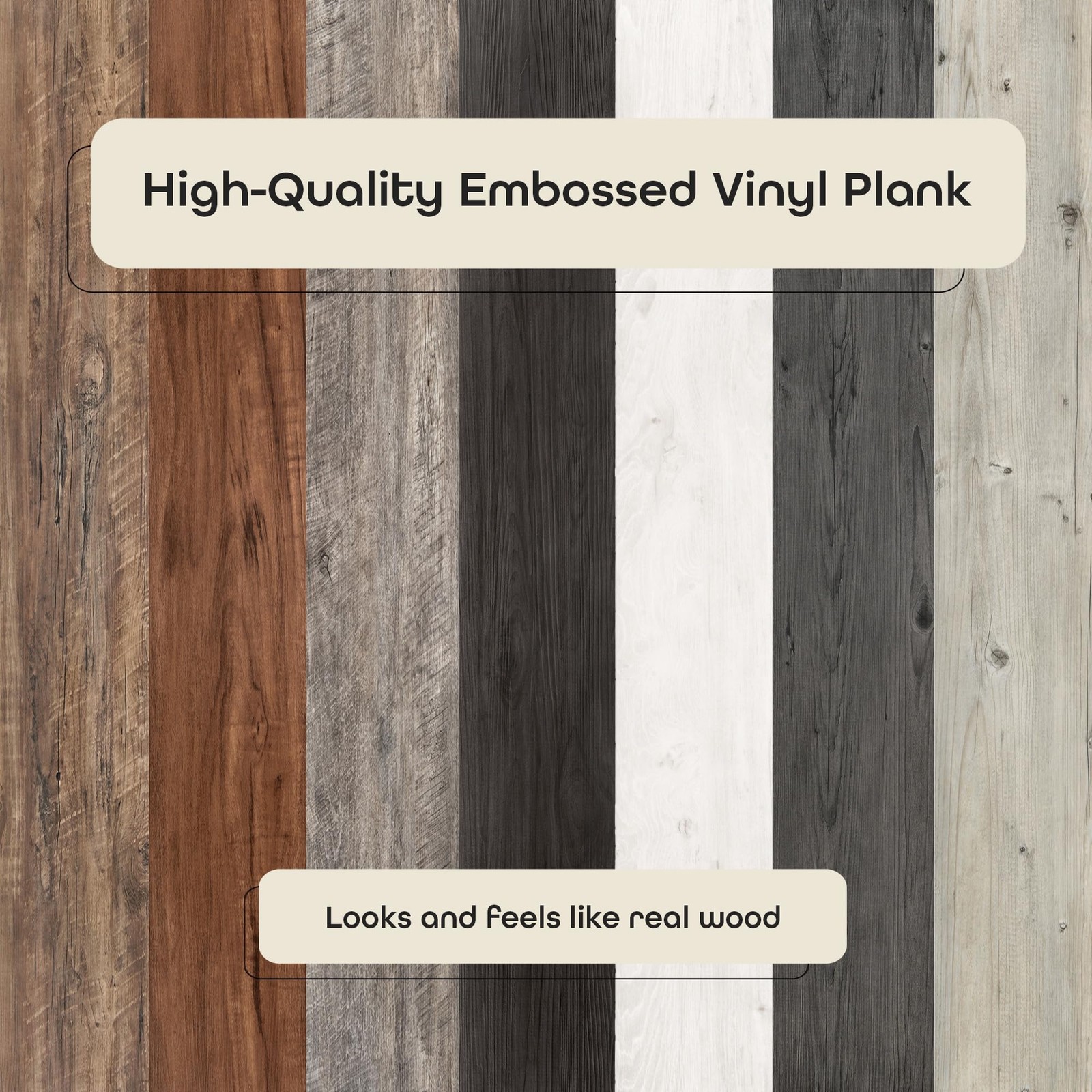 Looselay Vinyl Plank Flooring, 8 Planks – 9″ x 48″, Smoke Grey – No Adhesive …