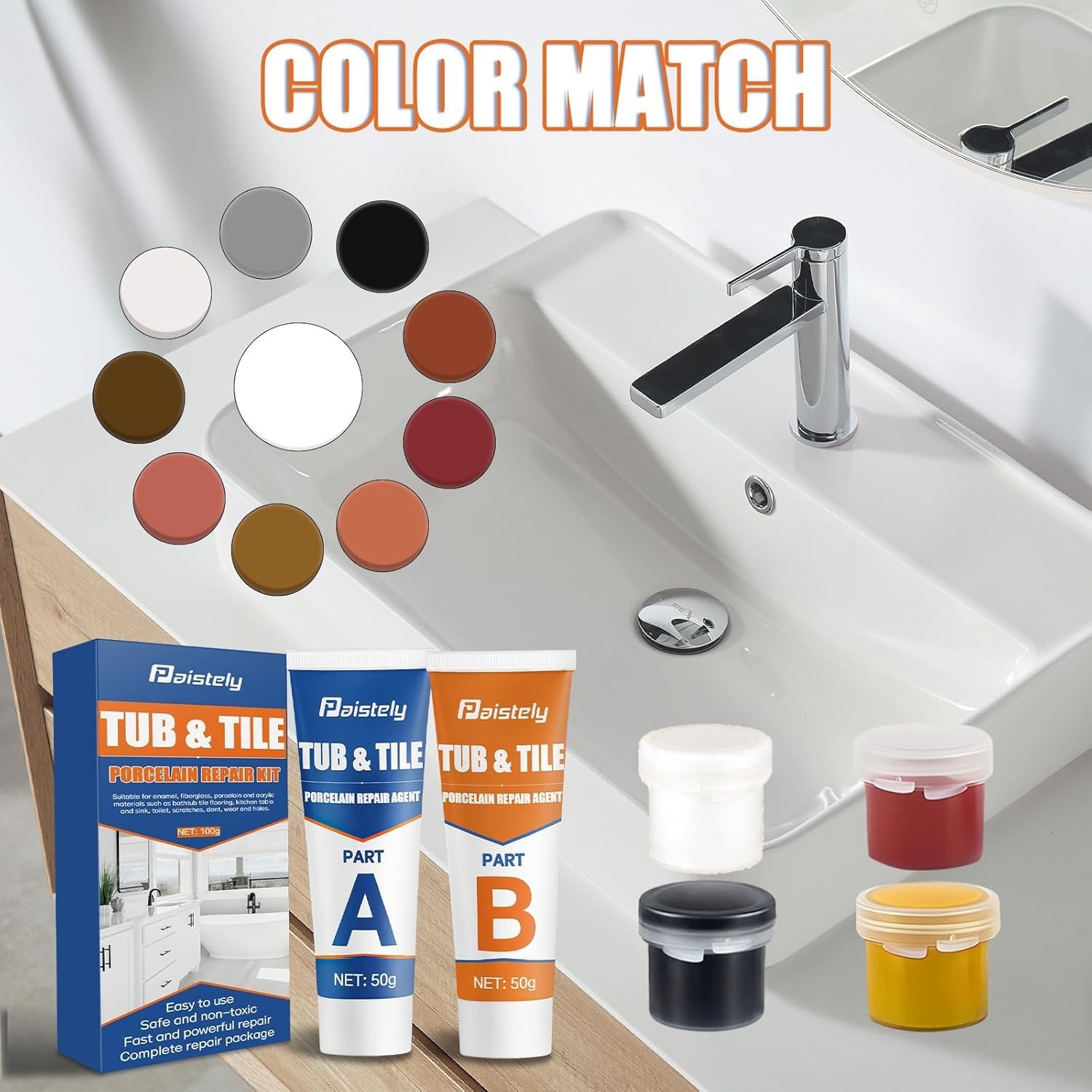 Tile Repair Kit & Granite Quartz Countertop Chip Repair Kit Color Match Marble
