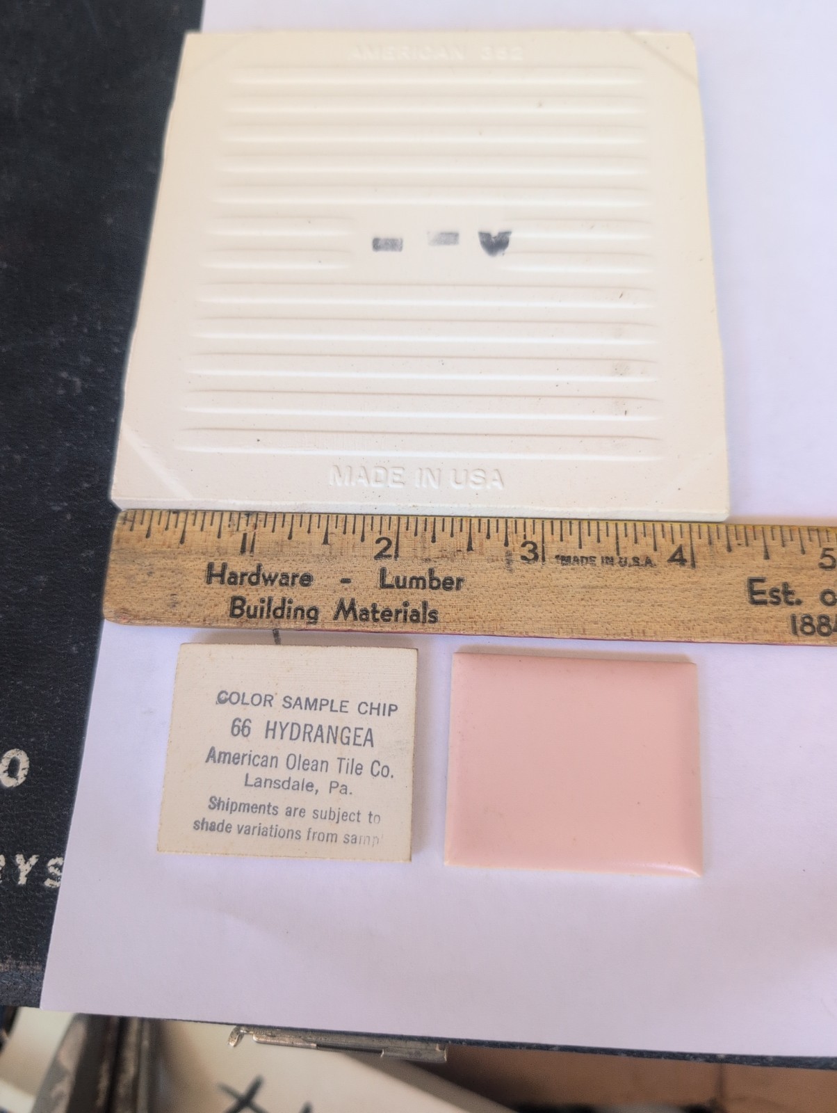 1 pc American Olean Hydrangea #66 Vintage Ceramic Tile 4-1/4″ Square Matte Pink