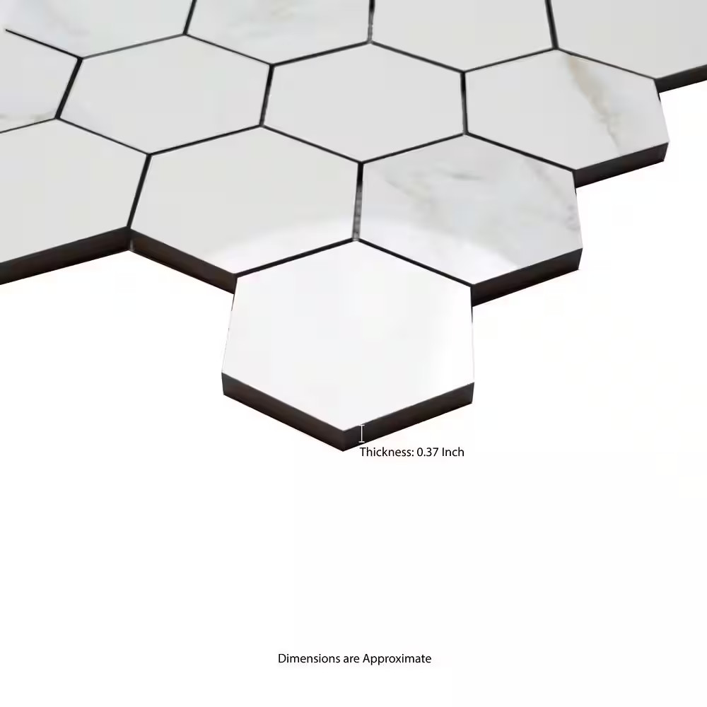 Carrara 12 In. X 12 In. Polished Porcelain Mesh-Mounted Mosaic Floor and Wall Ti