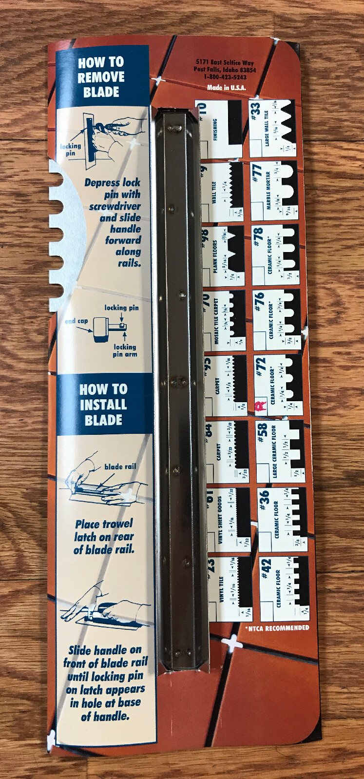 Barwalt 31721 Tile Flooring Trowel Blade #72