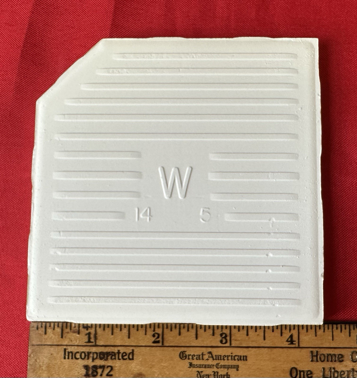 1 pc. White Crystal Glazed: Ceramic Tile by Wenczel Co. 4-5/16, Clipped Corner
