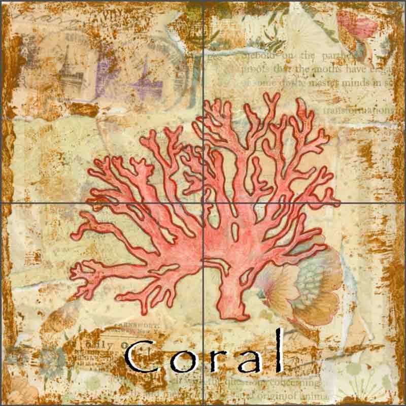 Ceramic Tile Mural Backsplash McKenna Sea Life Coral Shell Art CCI-BRI252