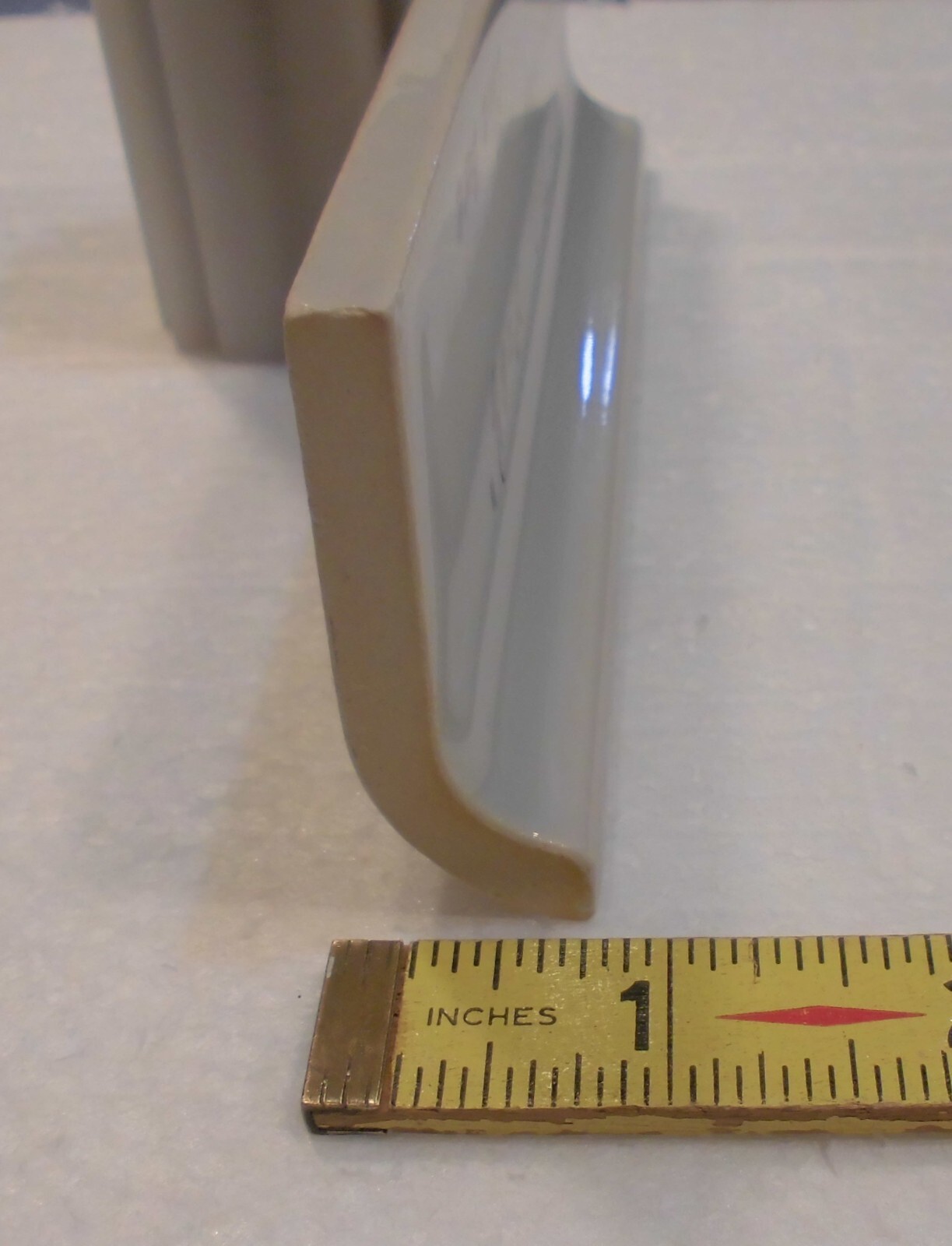1 pc. Pearl Gray: 2” X 6-1/8” Glossy Ceramic Cove Base Tile, Flat Top, NOS