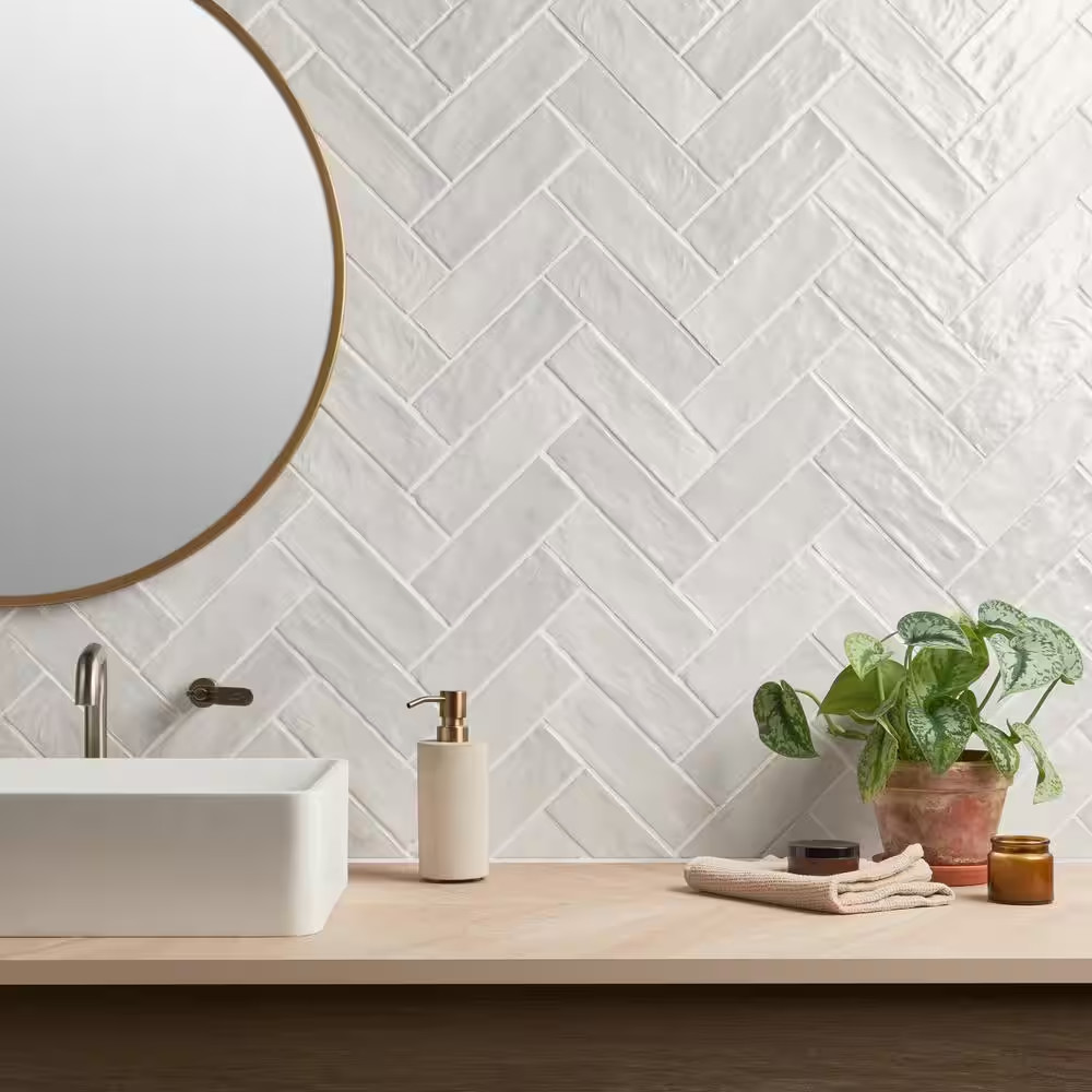 Amagansett Gin White 3 In. X 8 In. Mixed Finish Ceramic Subway Wall Tile (5.38 S
