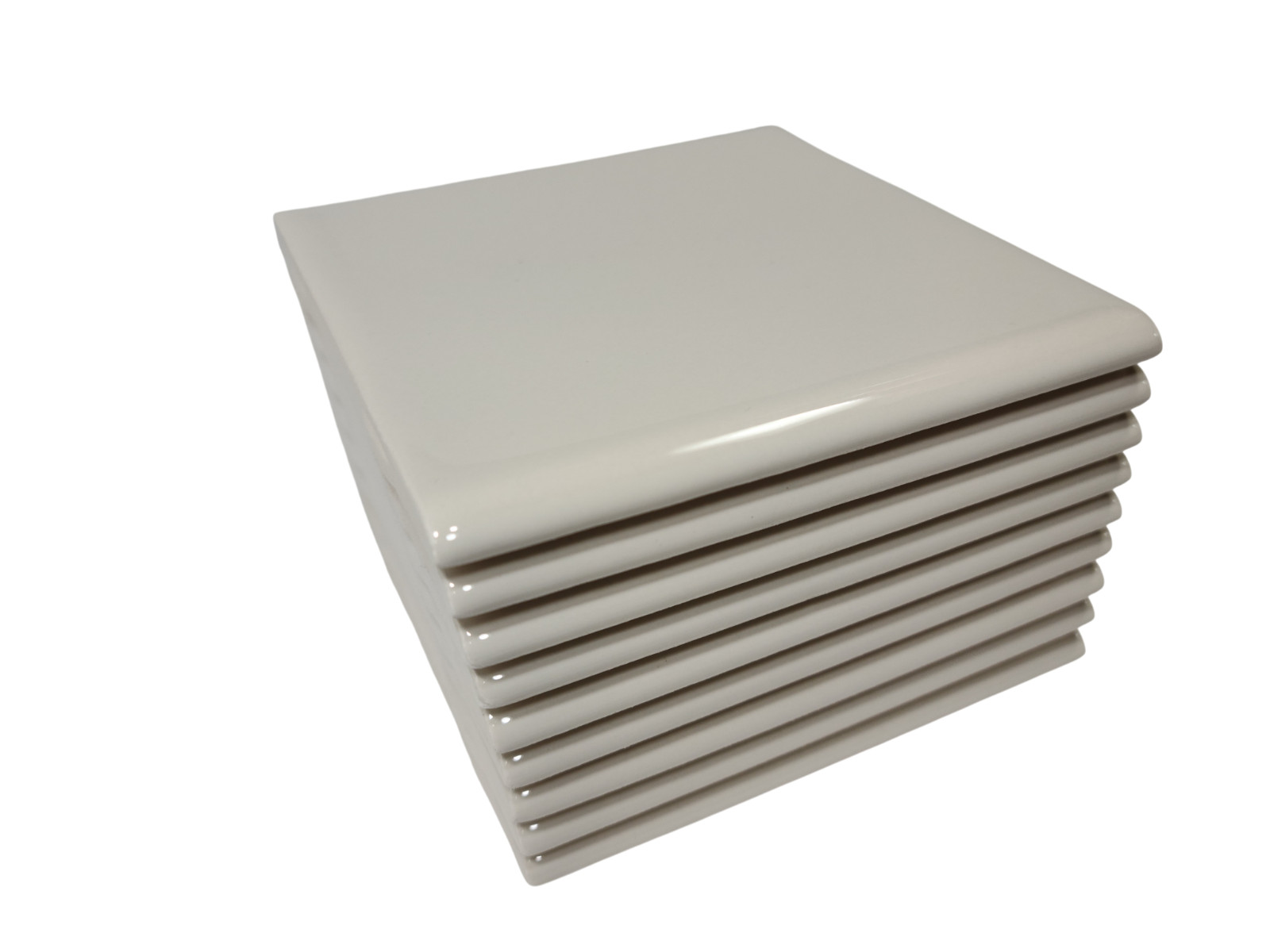Beige Bullnose 4.25 in Ceramic Tile Almond Bone Subway Square Curved Edge Trim