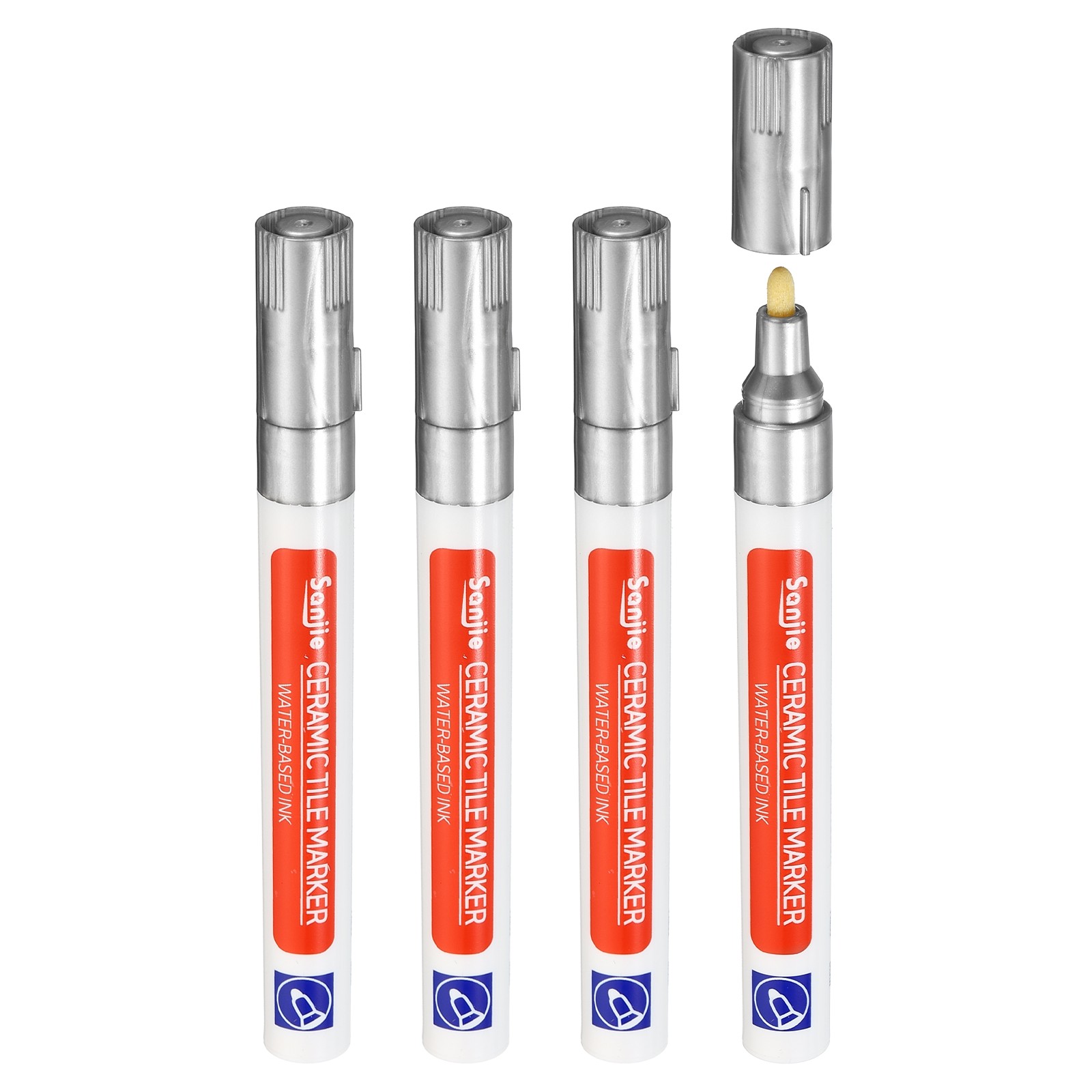 Grout Pen, 4pcs Silver Tile Marker Waterproof Grout Sealer Pen Repair Pens
