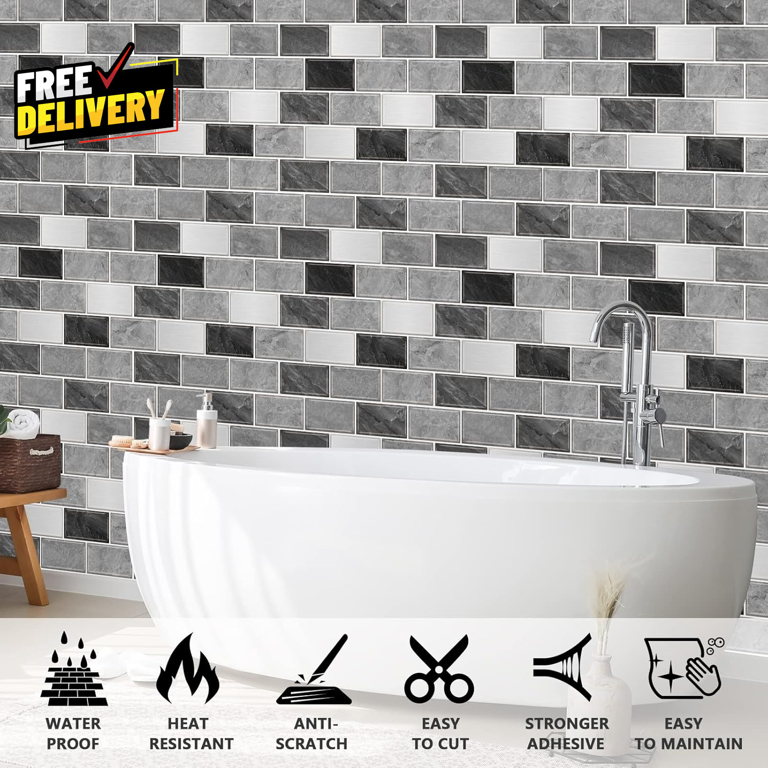 10 Sheet Subway Tile Peel and Stick Backsplash for Kitchen 12X12 Self Adhesive..